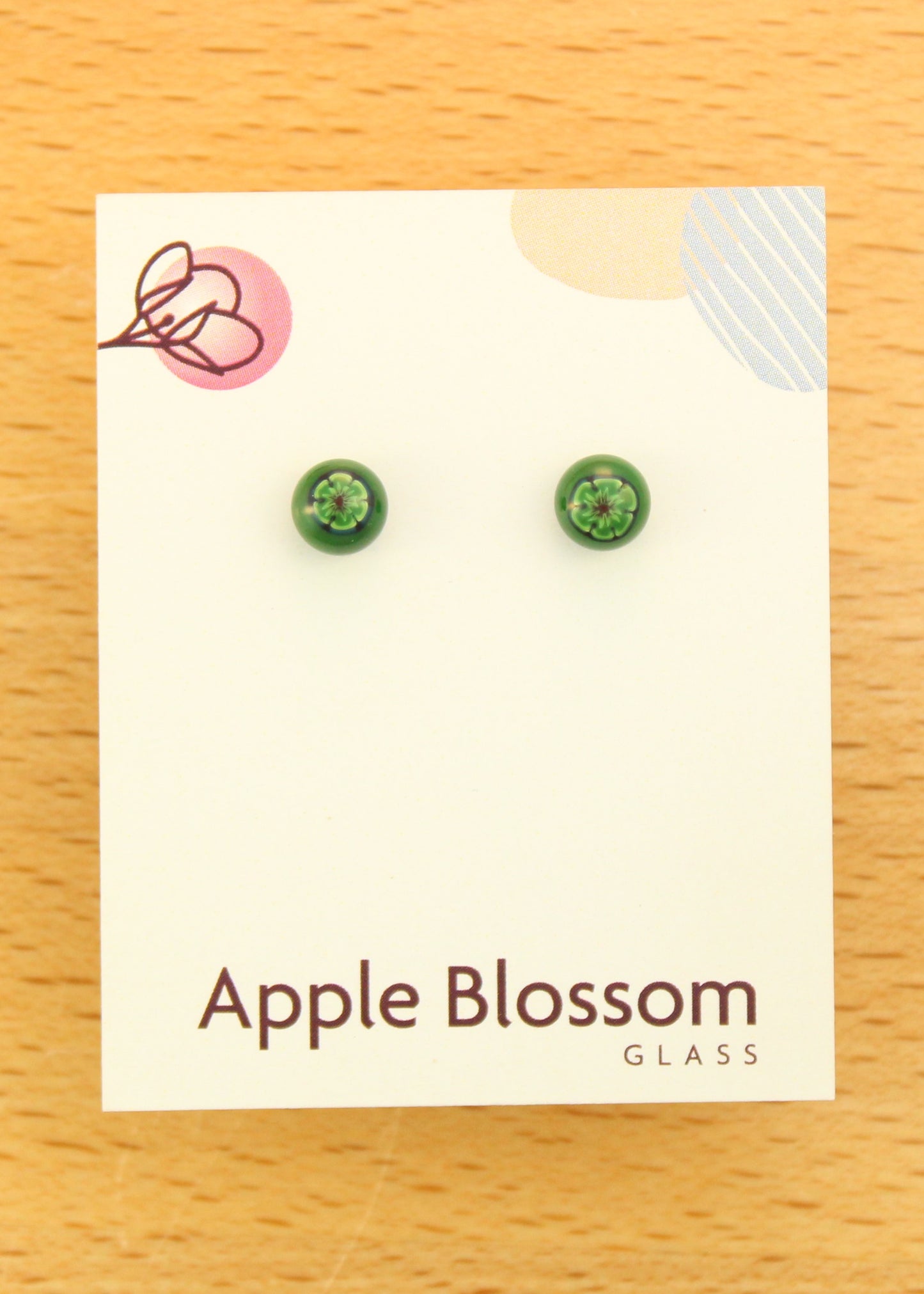 'Pine Green' Fused Glass Mini Studs Earrings