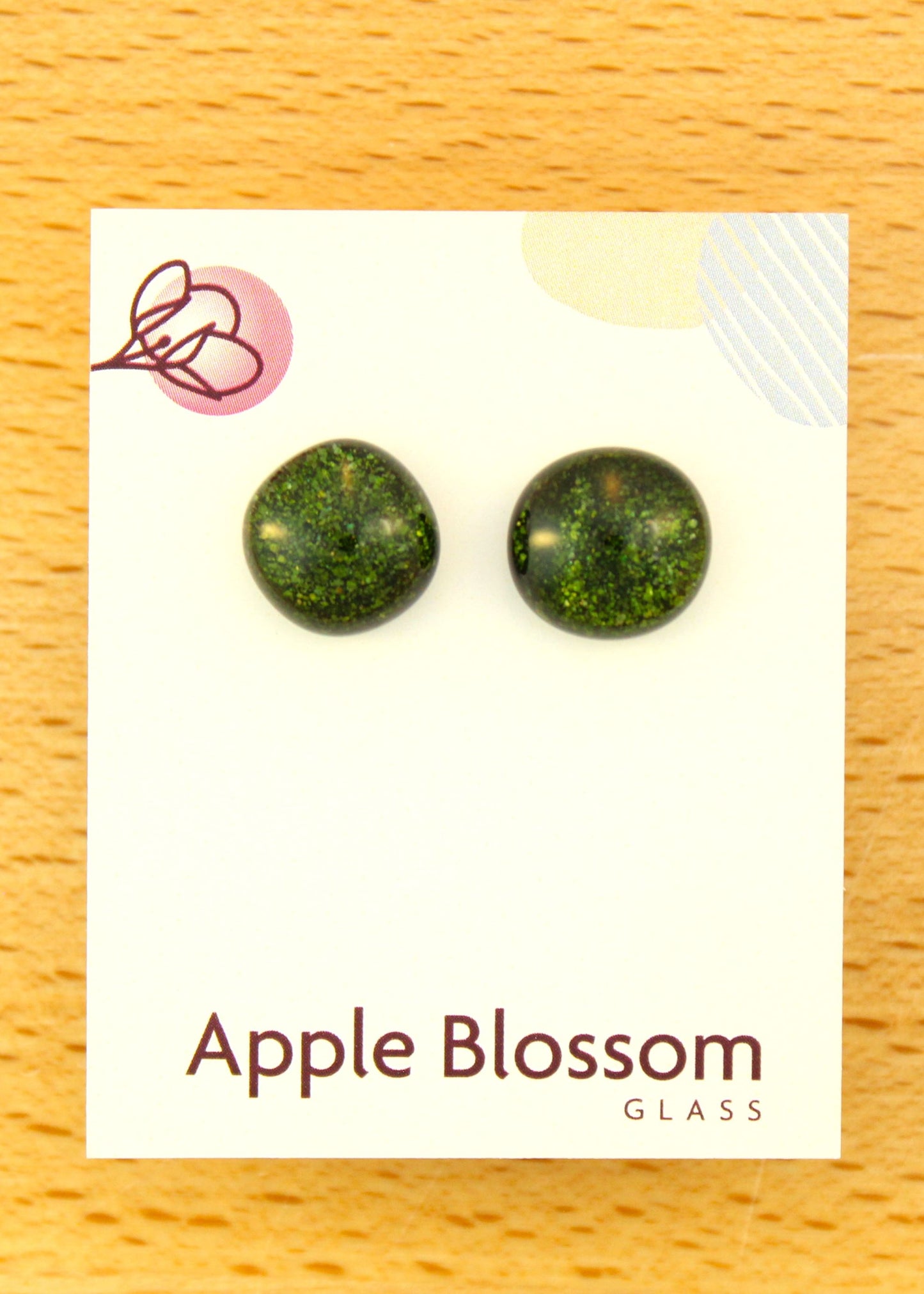 'Adventurine Clear Cap' Fused Glass Studs