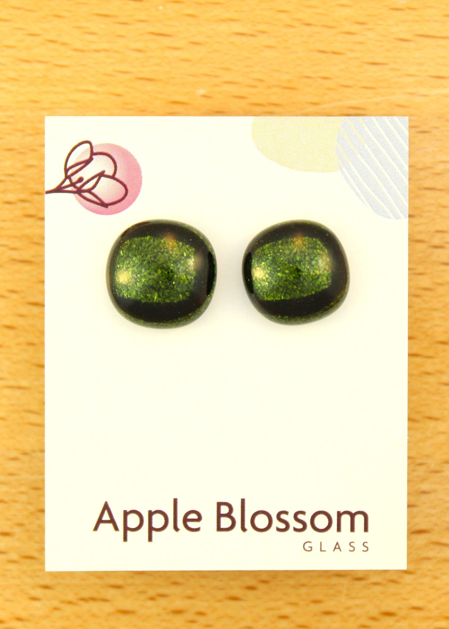 'Adventurine Green' Fused Glass Studs