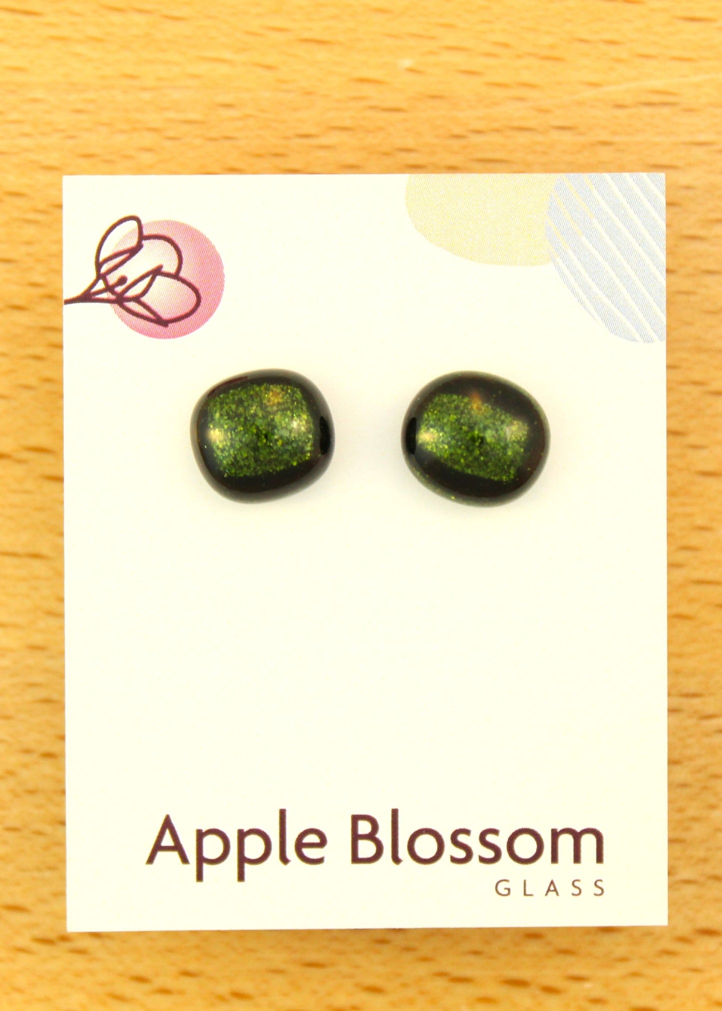 'Adventurine Green' Fused Glass Studs