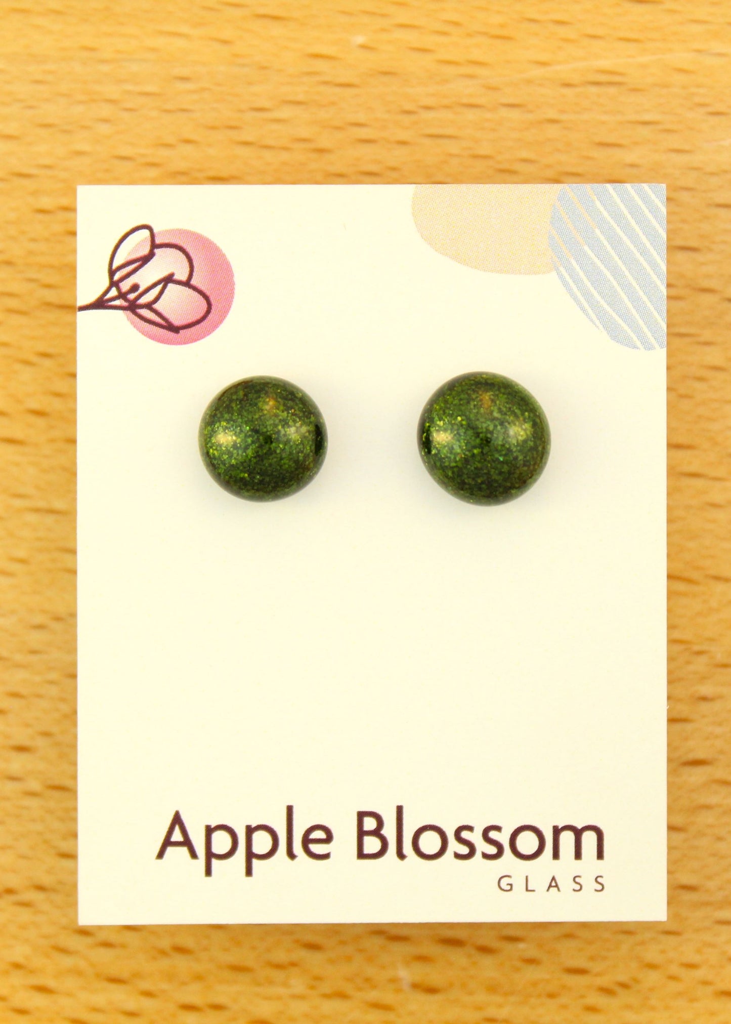 'Adventurine Green' Fused Glass Studs