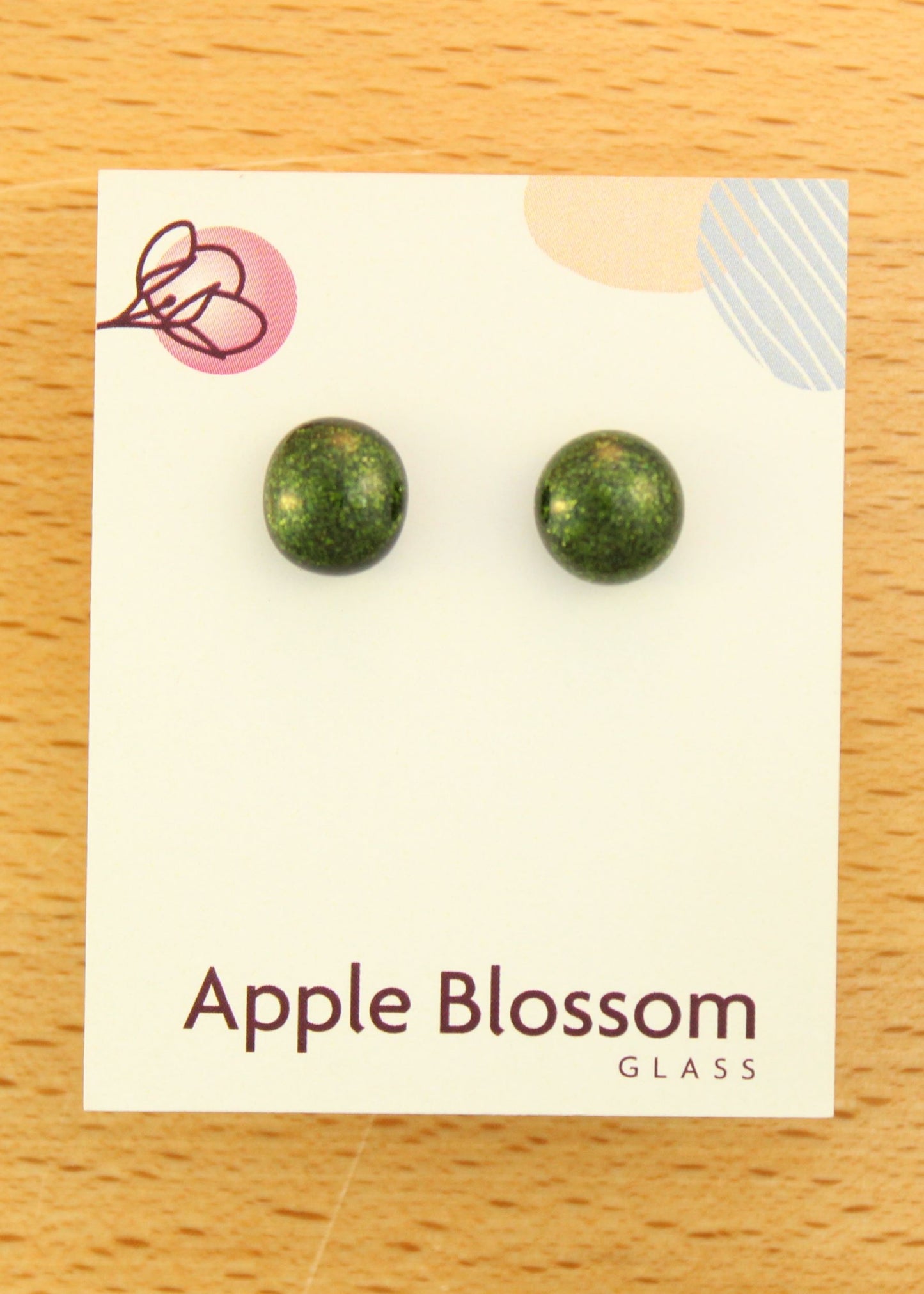 'Adventurine Green' Fused Glass Mini Studs Earrings