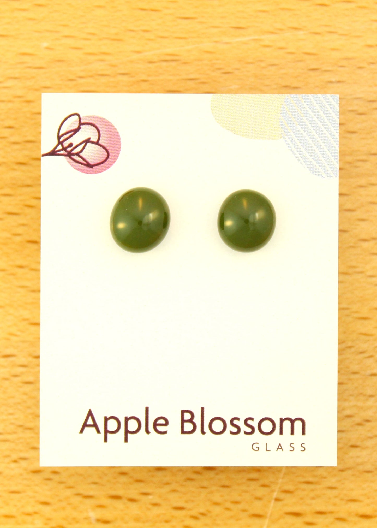 'Army Green' Fused Glass Studs