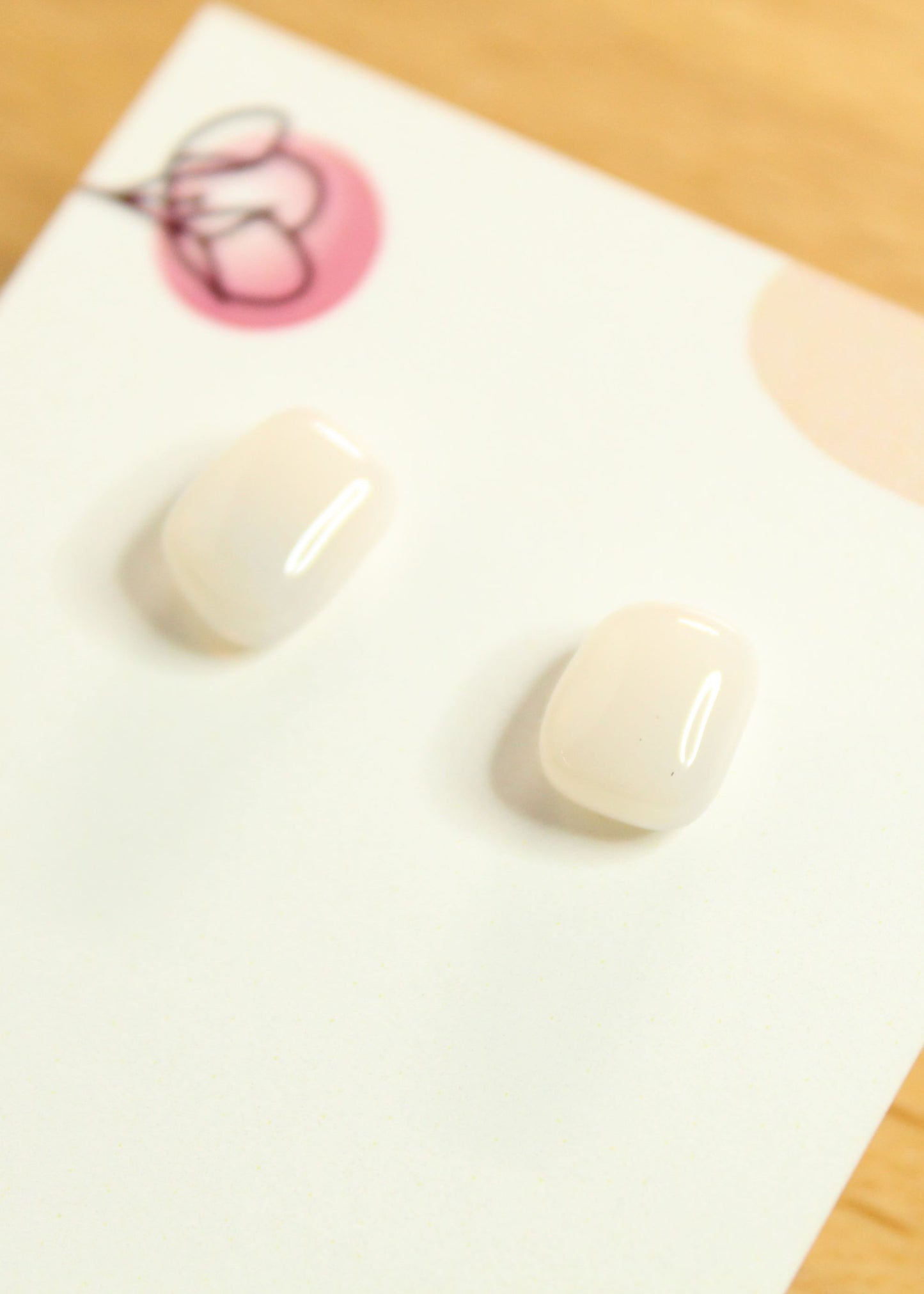 'Baby Powder White' Fused Glass Mini Studs Earrings