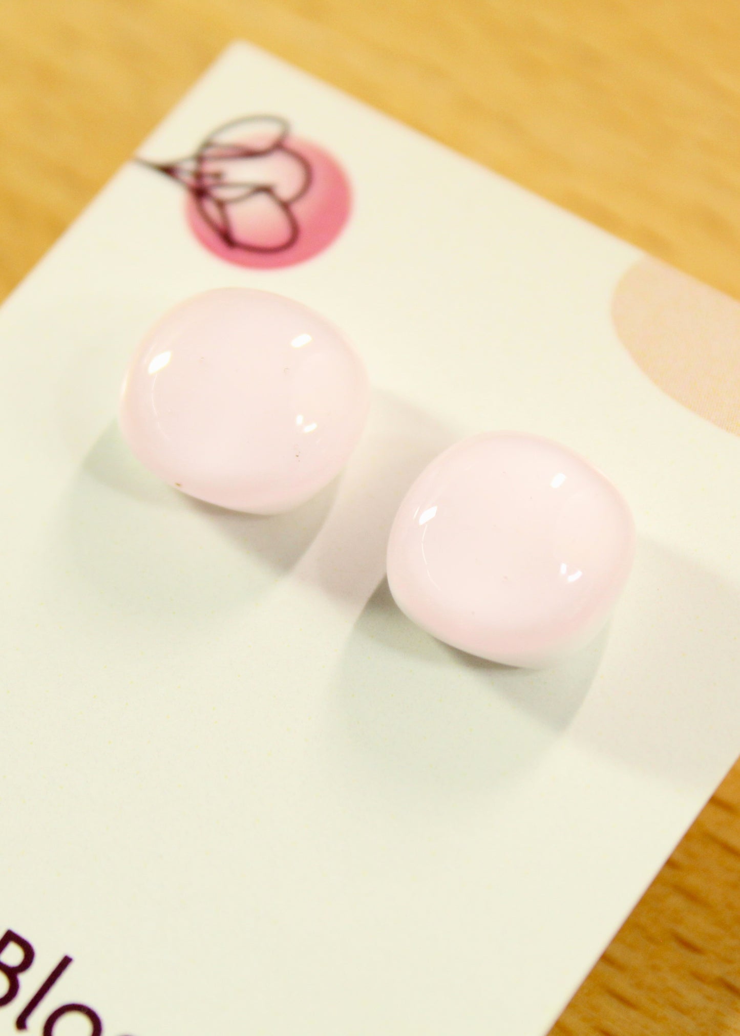 'Barely There Pink' Fused Glass Studs Earrings