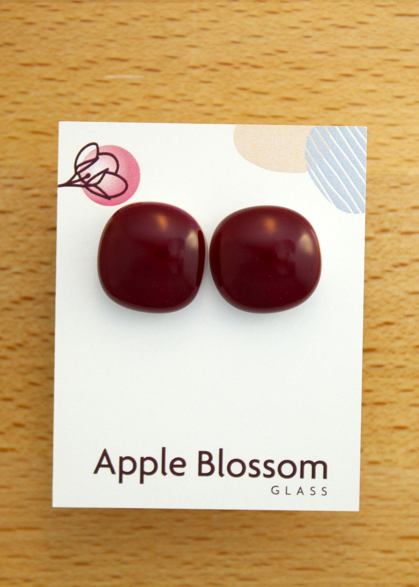'Big Red' Fused Glass Studs