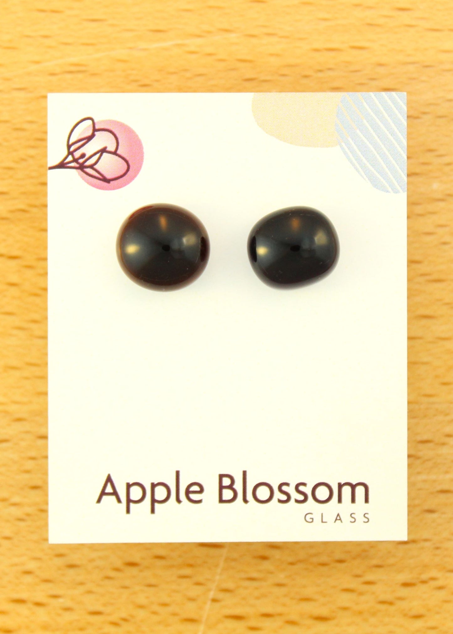 'Black on White' Fused Glass Earrings Studs