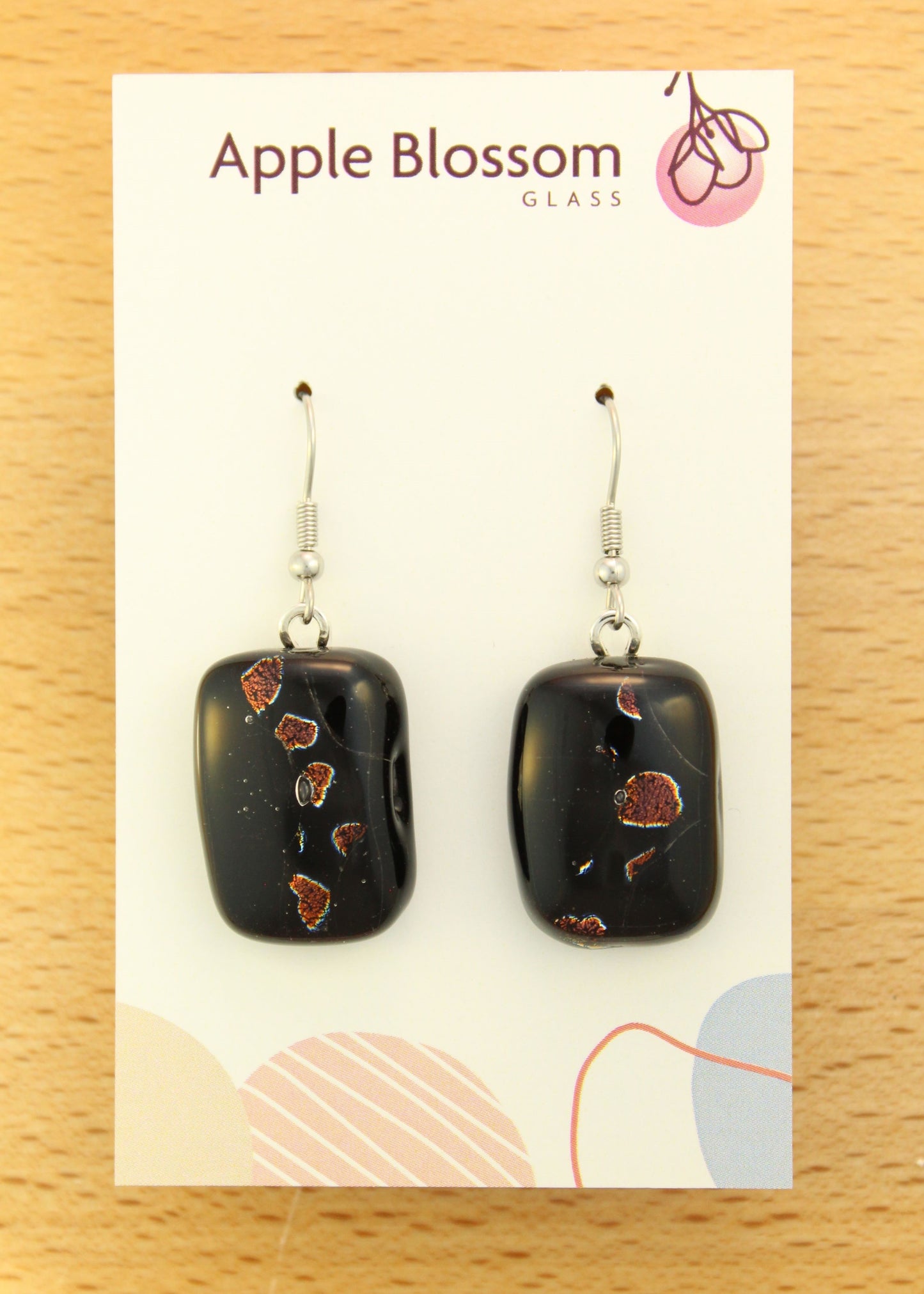 'Black Tiger' Fused Glass Earrings Dangles