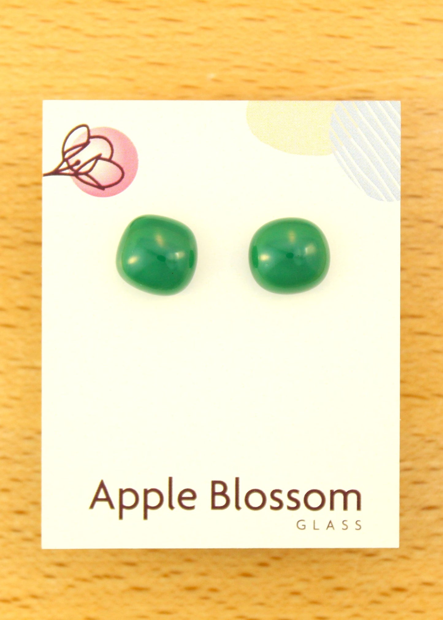 'Bottle Green' Fused Glass Studs