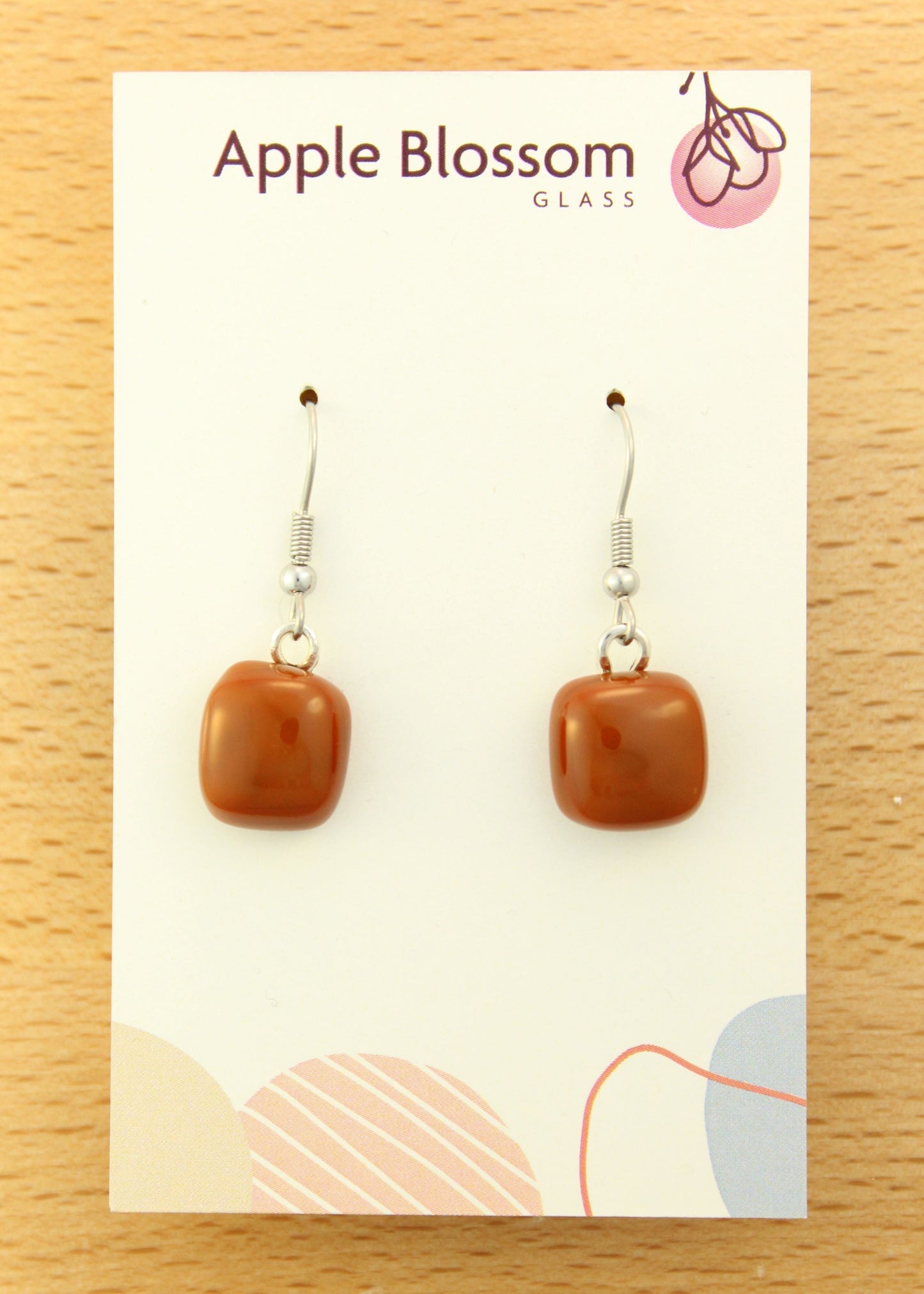 'Burnt Umber' Fused Glass Earrings Dangles
