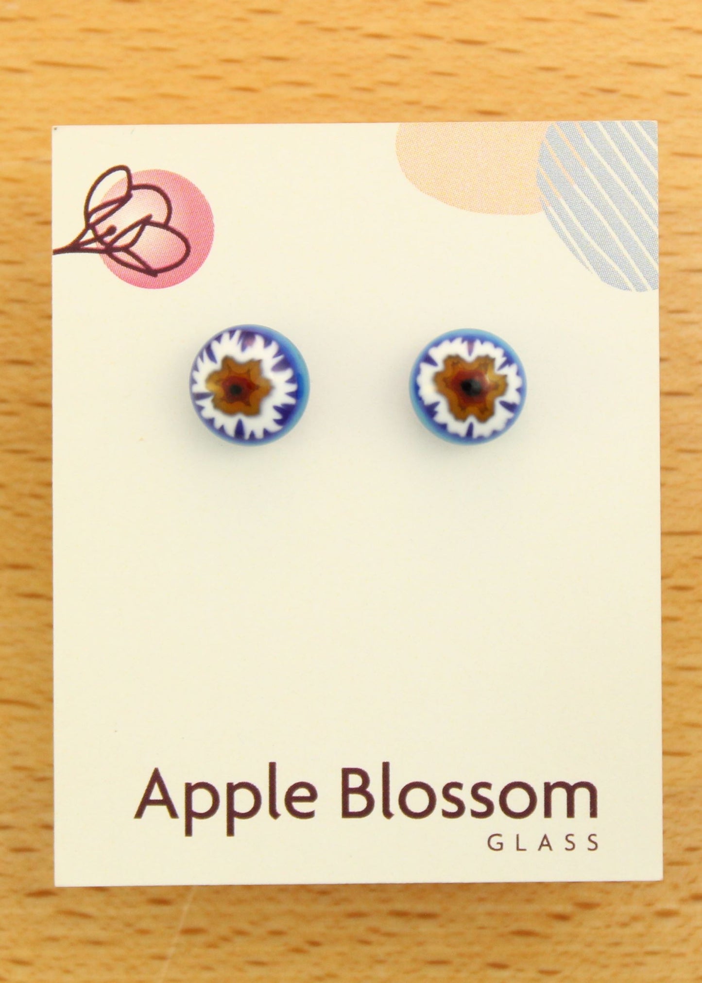 'Cerulean Blue' Fused Glass Mini Studs Earrings