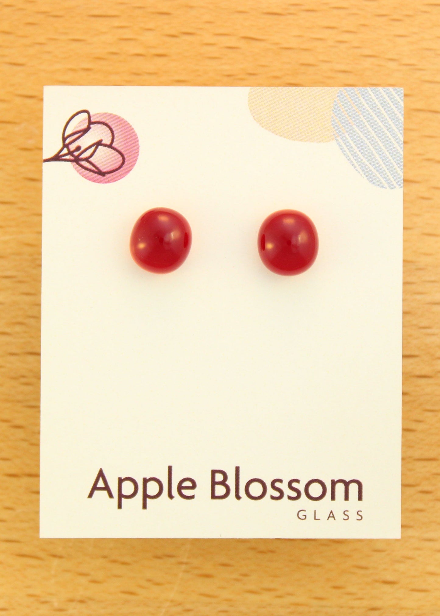 'Cherry' Mini Studs Fused Glass Earrings
