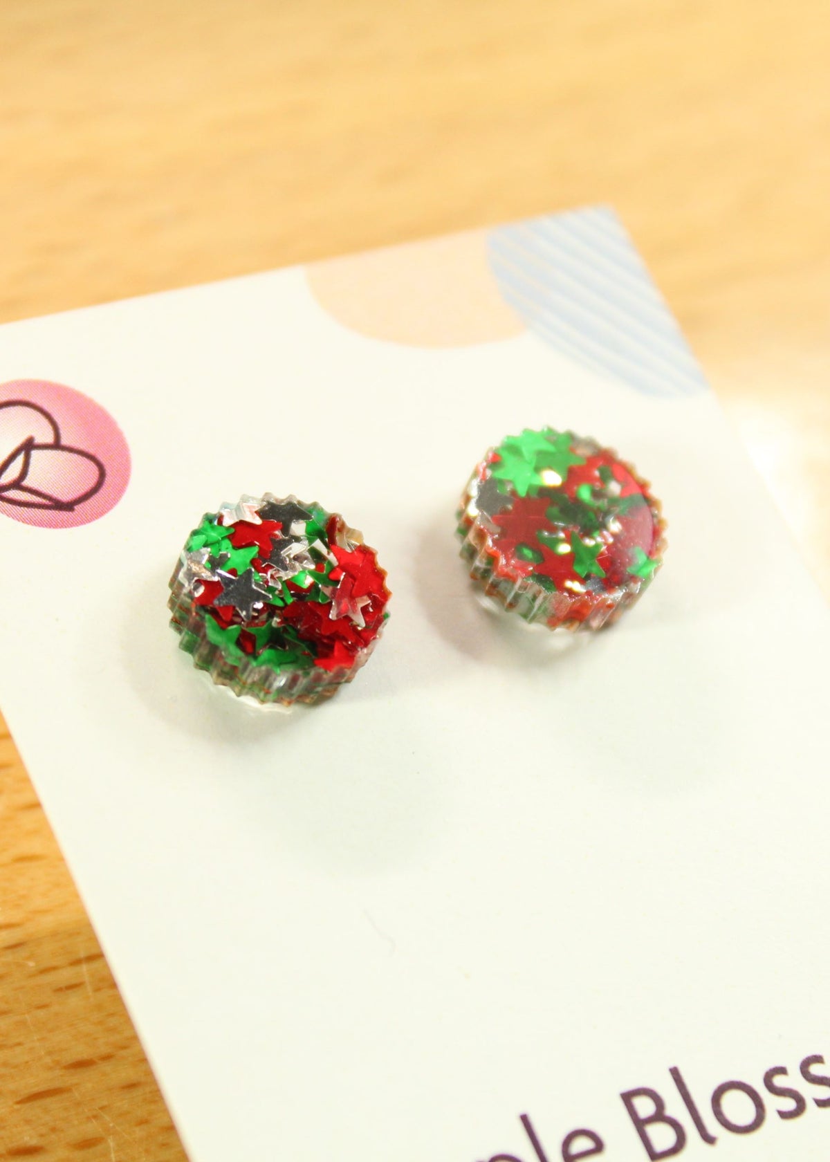 'Christmas Circle' Acrylic Earrings Studs