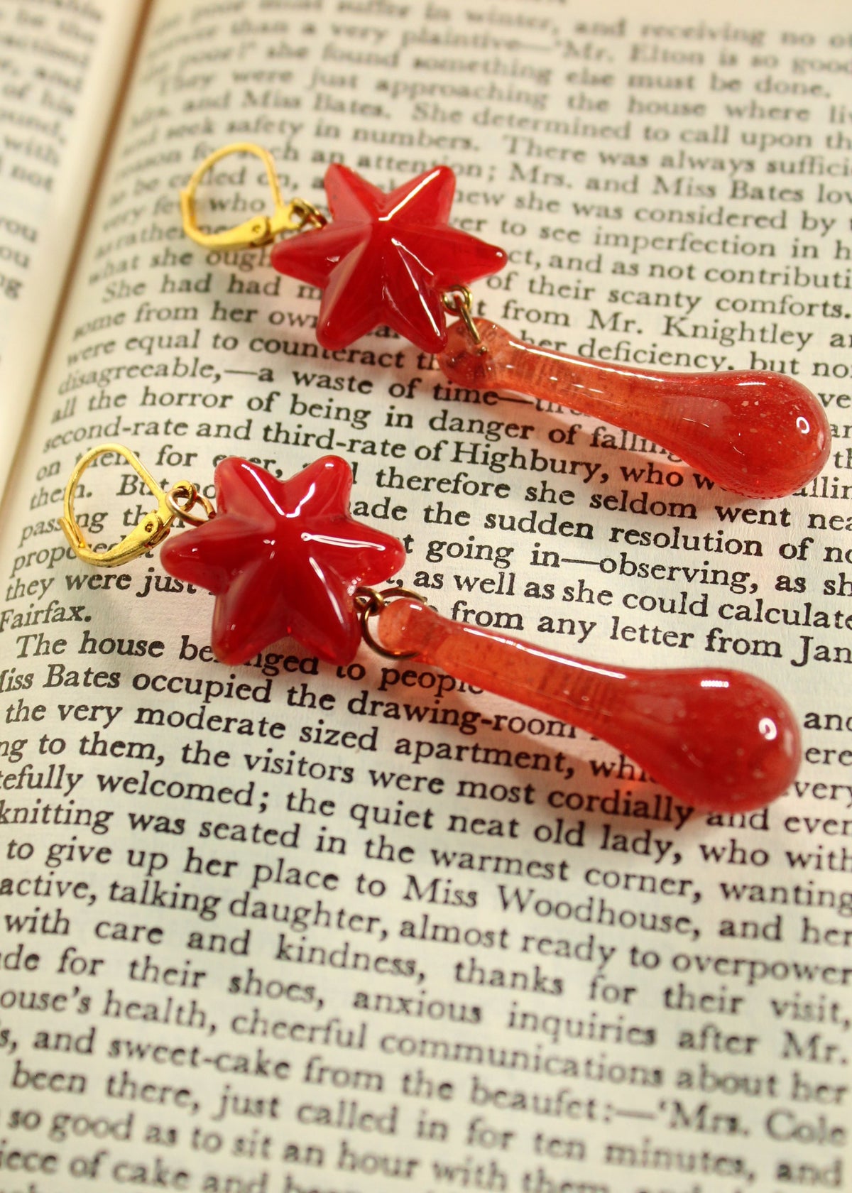 'Christmas Star' Handmade Glass Earrings