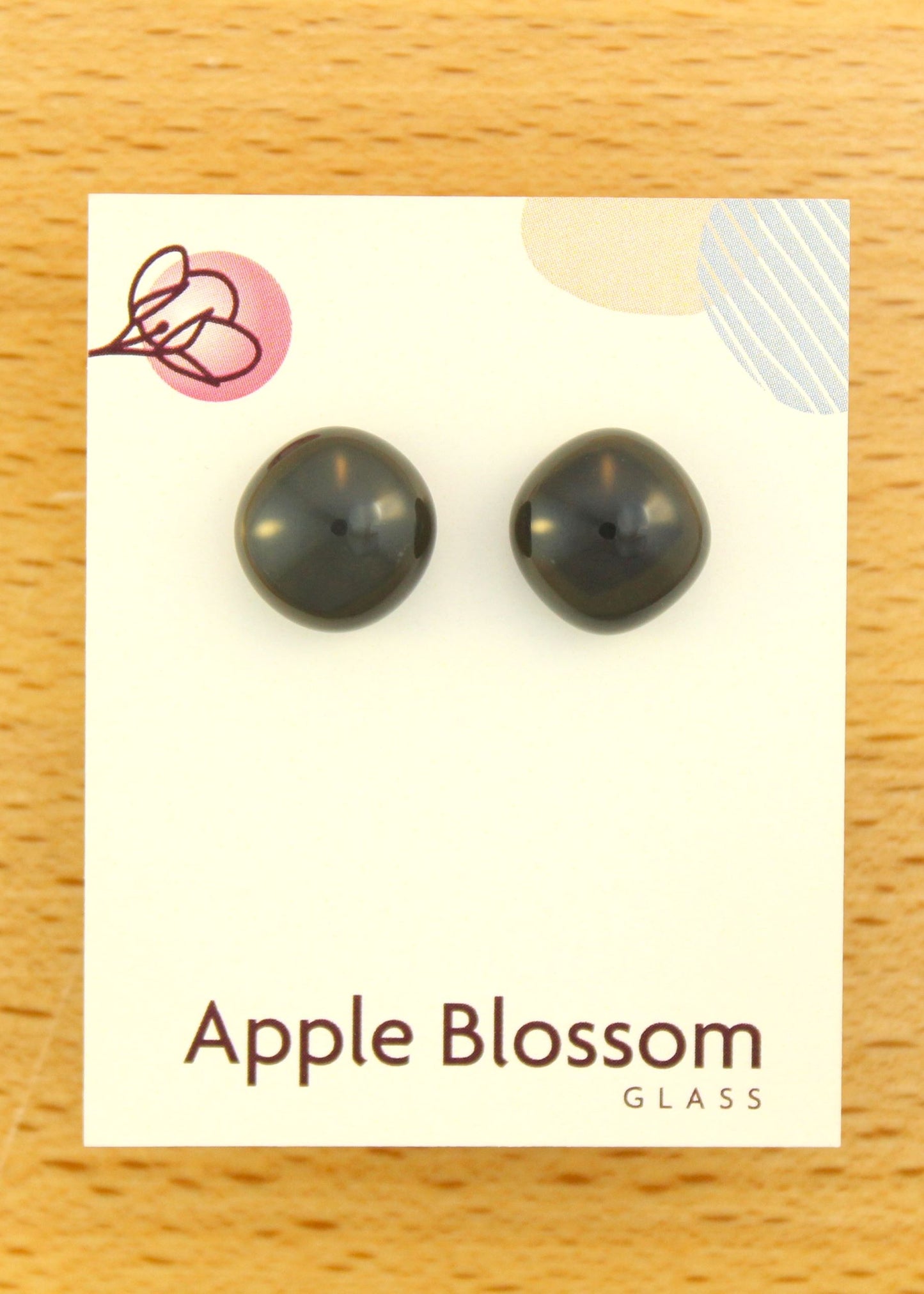 'Coal Grey' Fused Glass Earrings Studs
