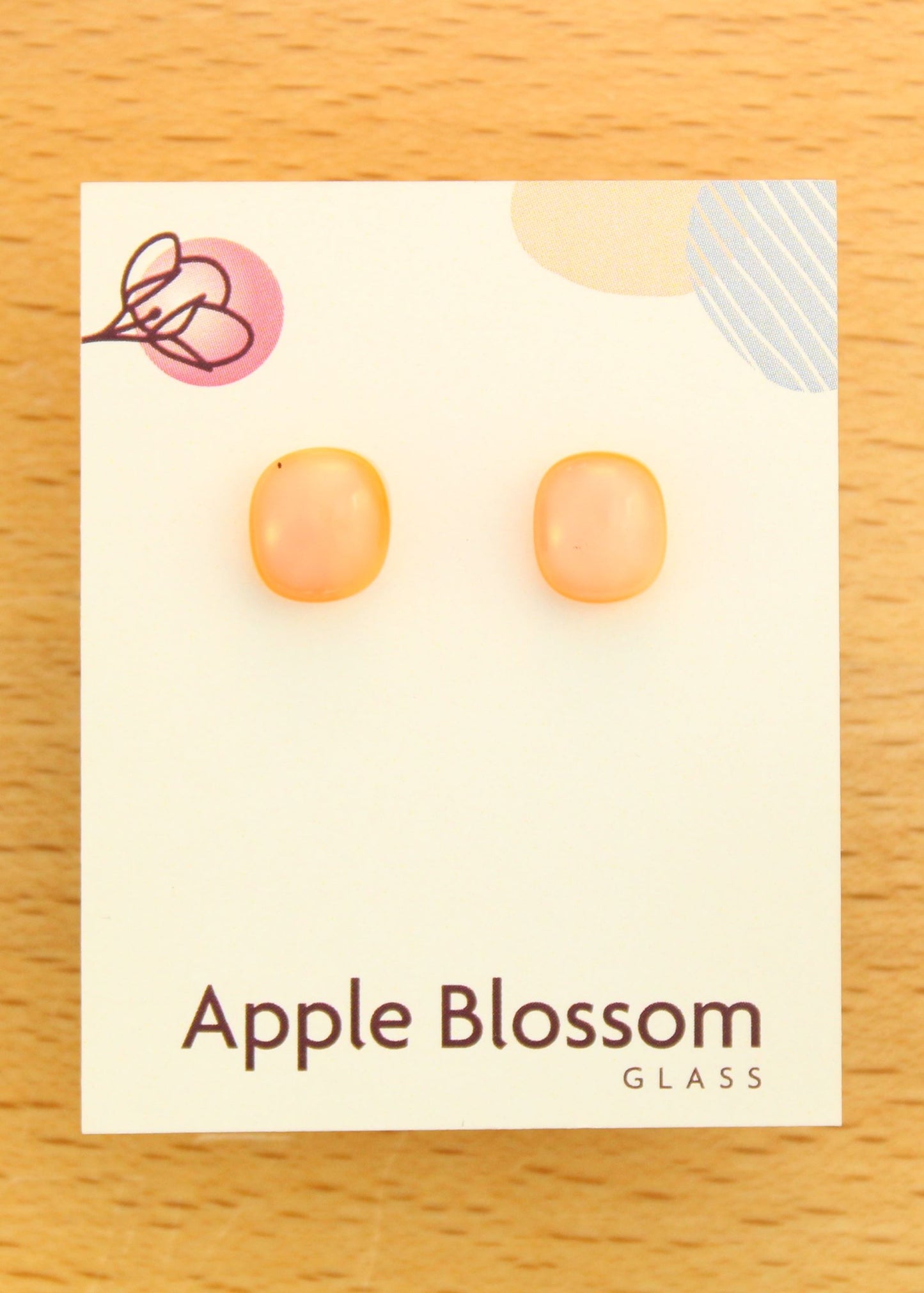 'Creamy Orange' Fused Glass Mini Studs Earrings