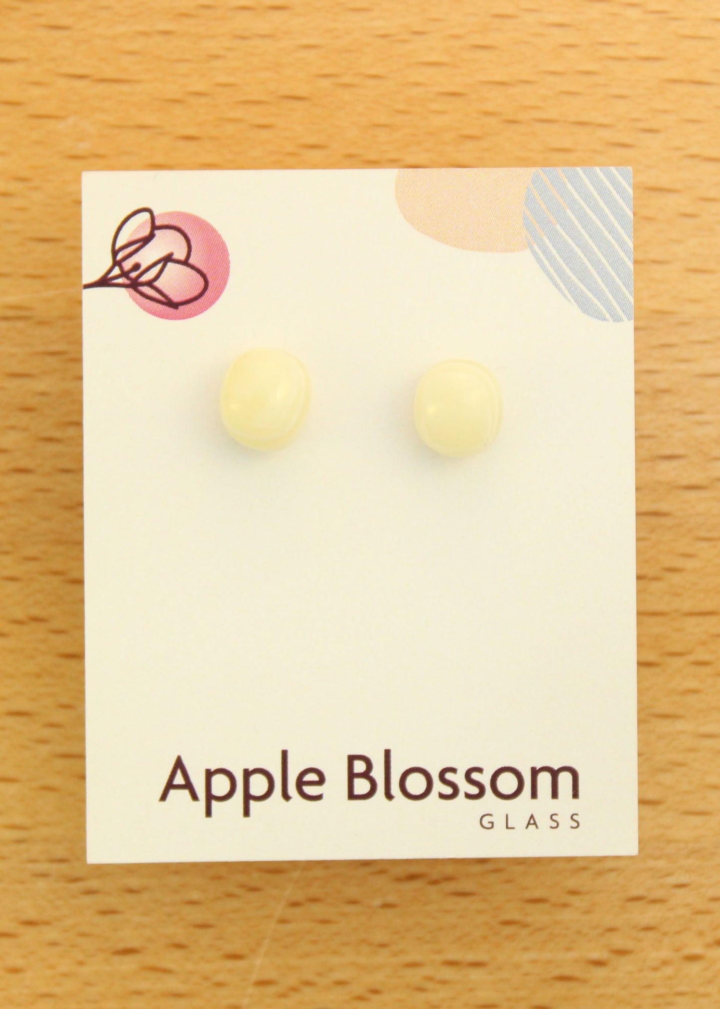 'Creamy White' Fused Glass Mini Studs Earrings