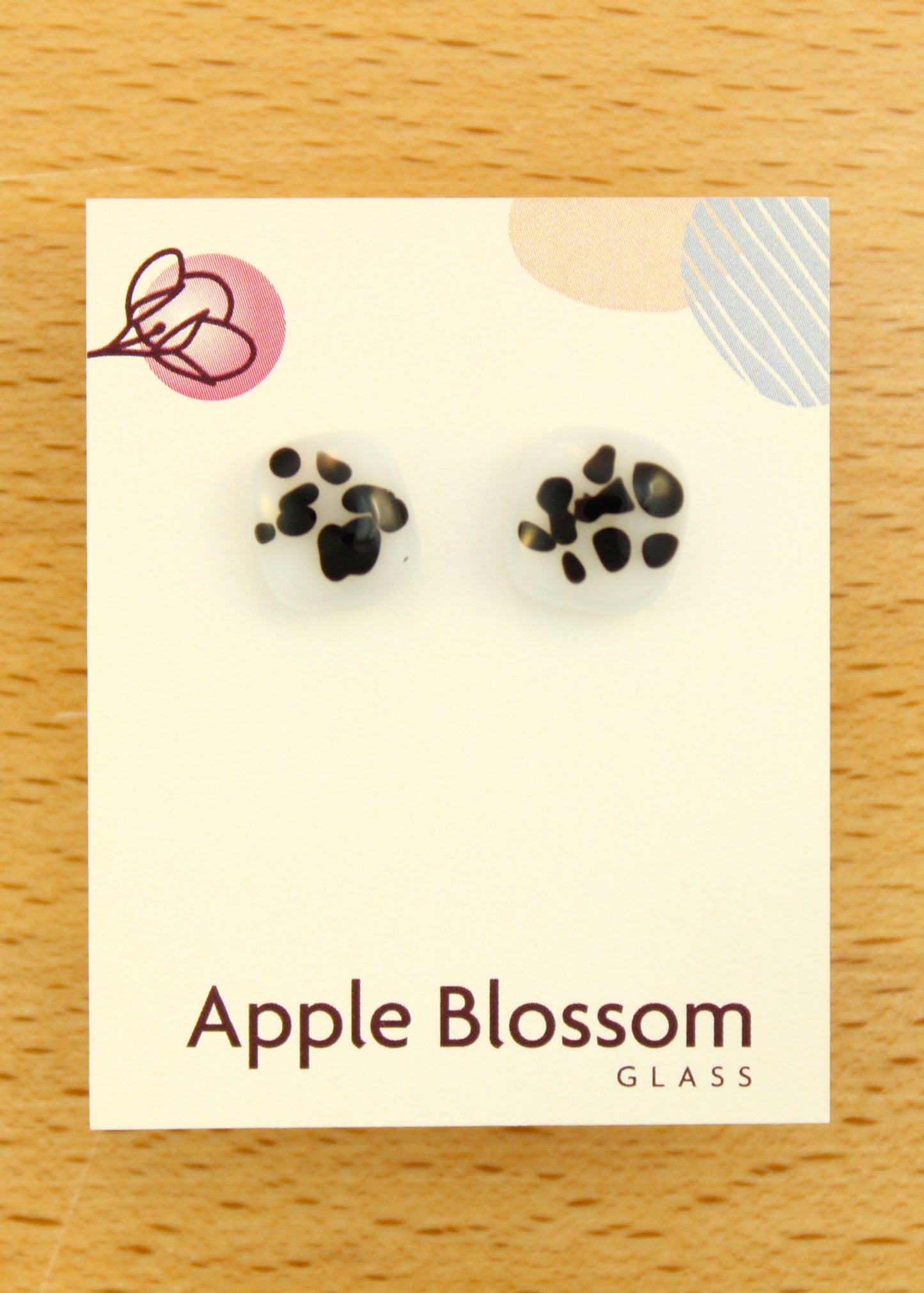 'Dalmation' Fused Glass Earrings Studs