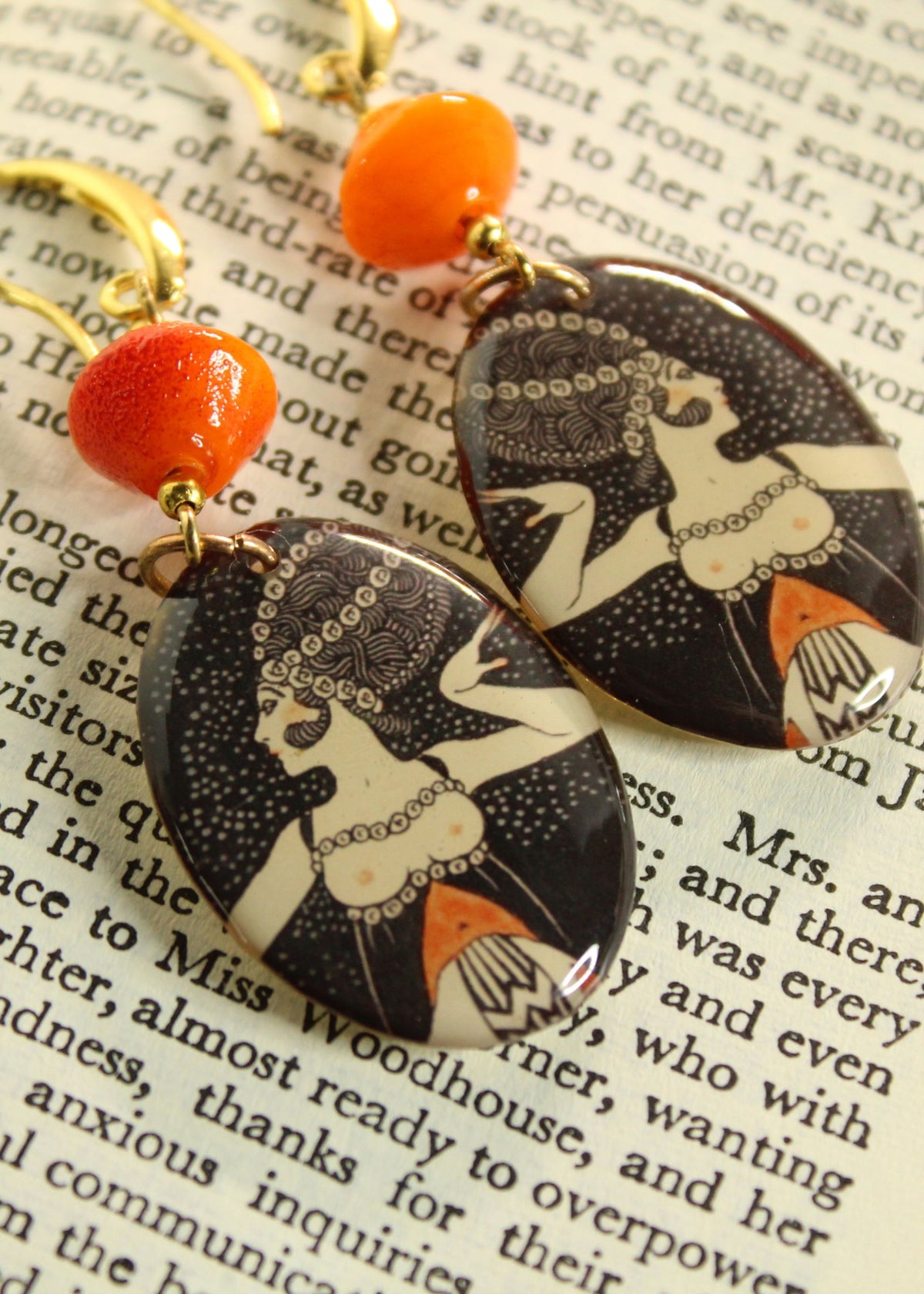 'Dancing Woman' Resin and glass earrings