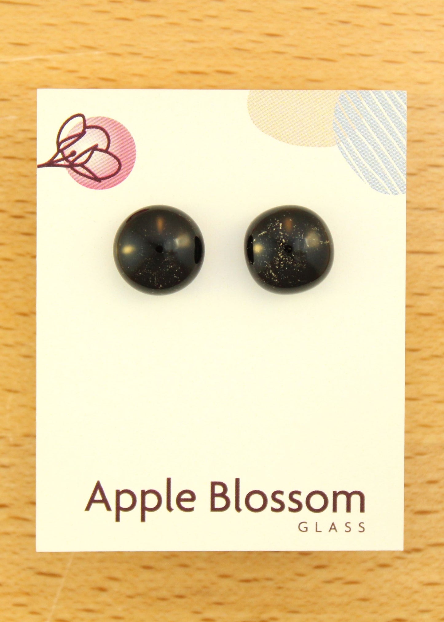 'Deep Dark Brown' Fused Glass Earrings Studs