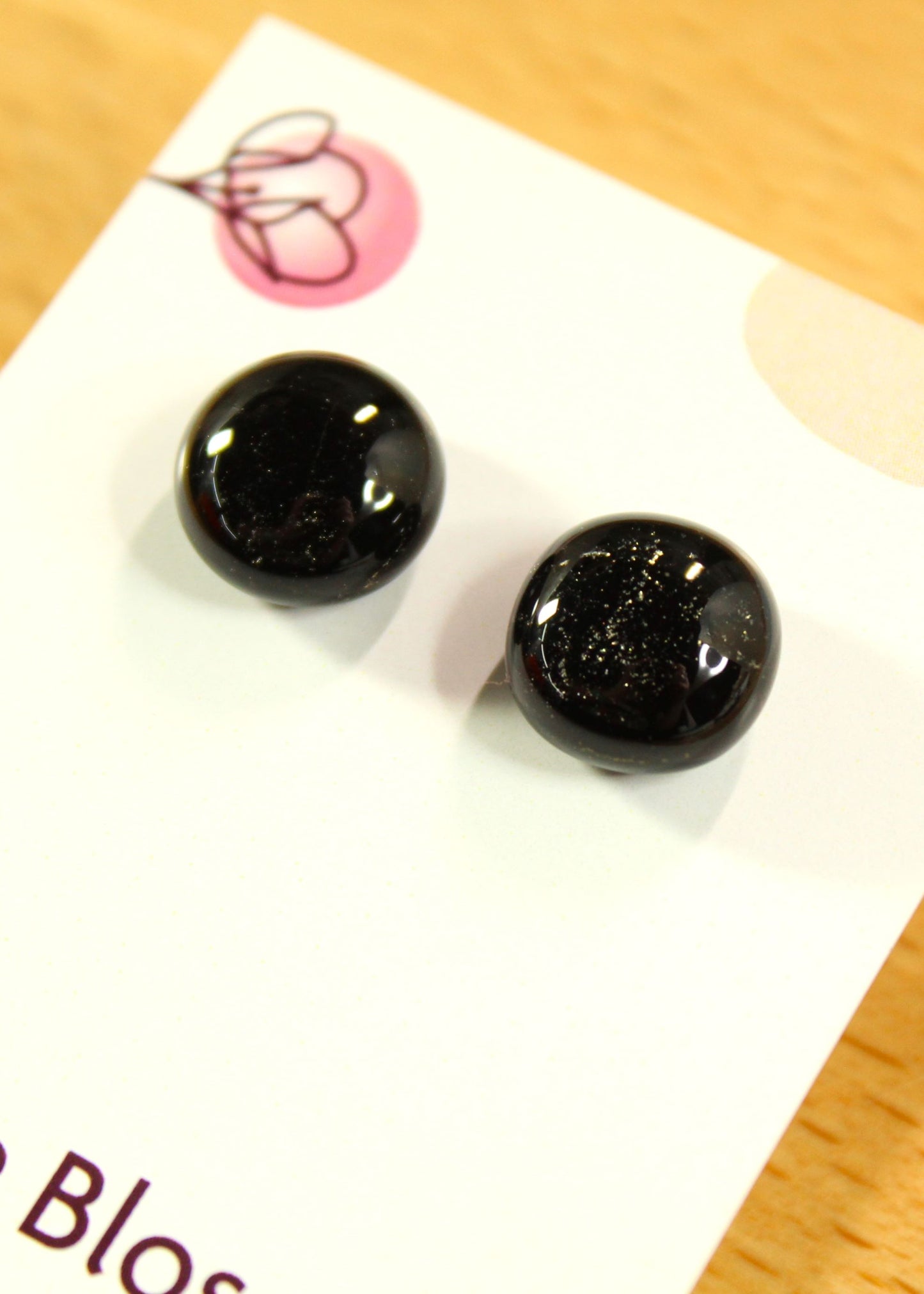 'Deep Dark Brown' Fused Glass Earrings Studs