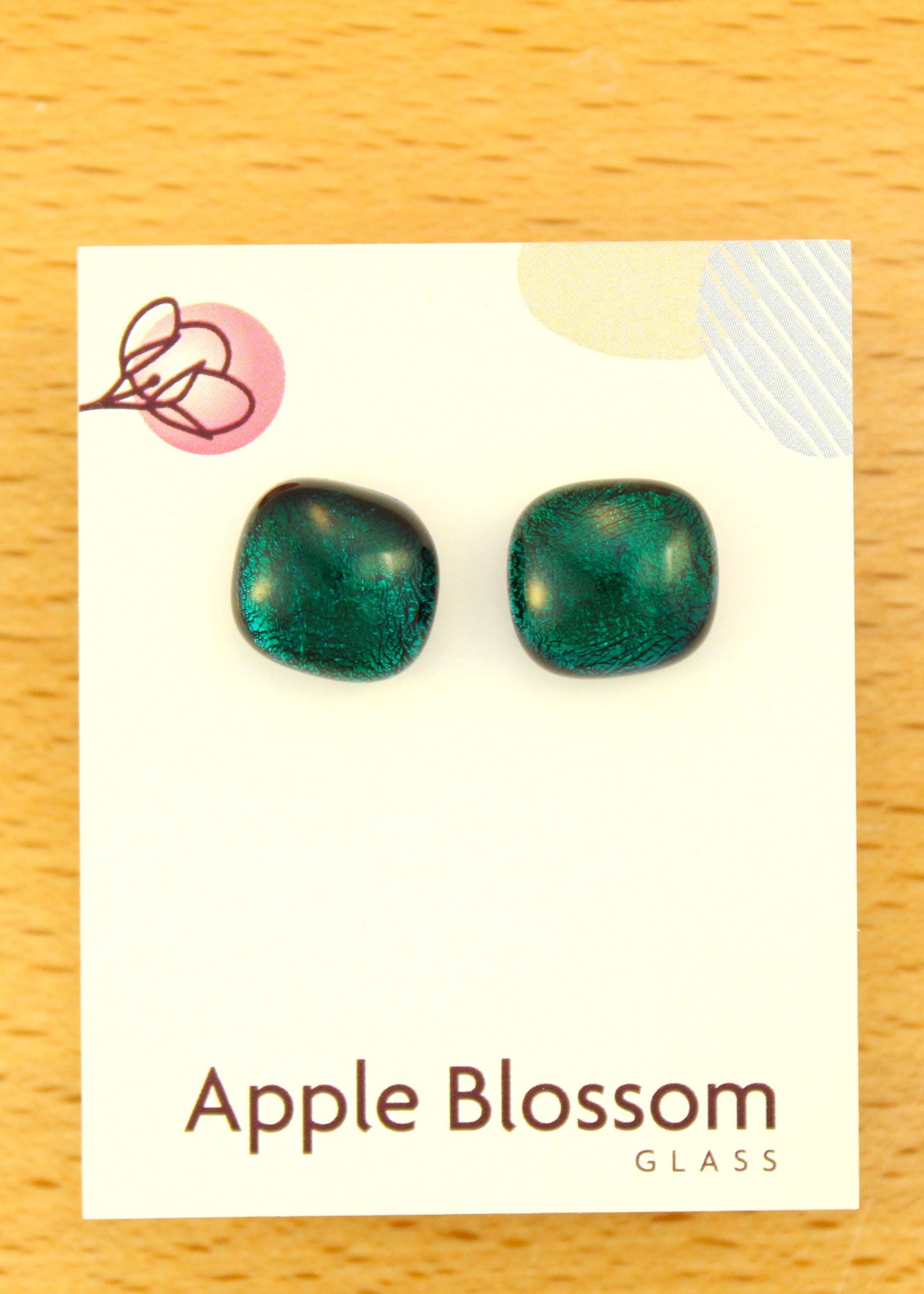 'Emerald/Teal' Fused Glass Studs
