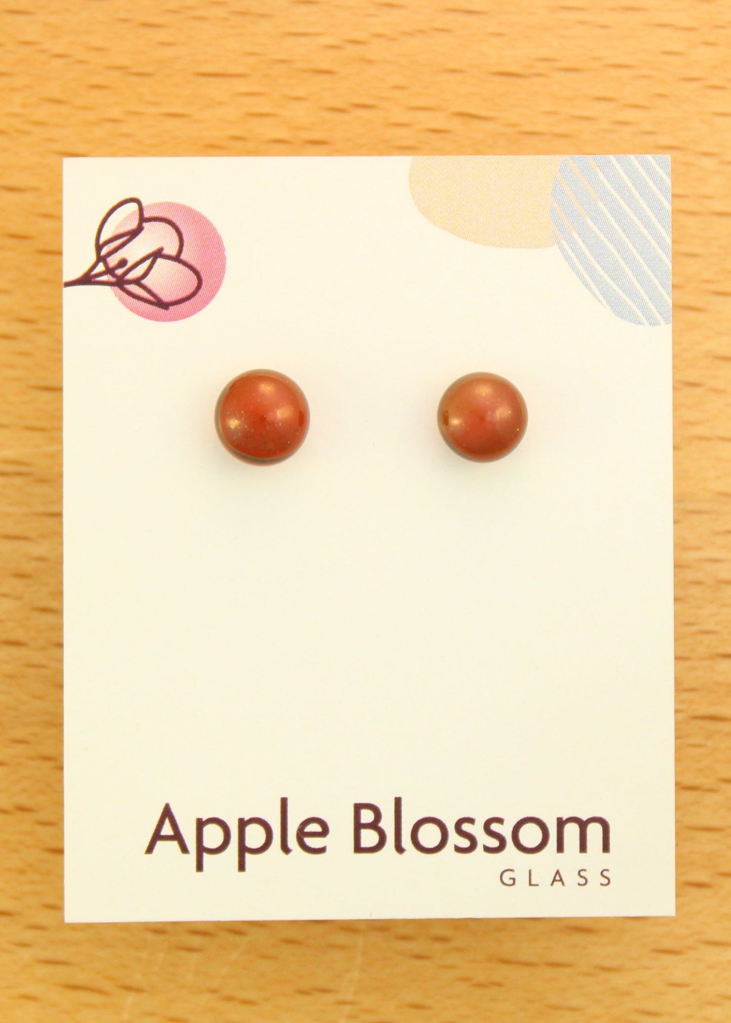 'Deep Orange' Fused Glass Mini Studs Earrings
