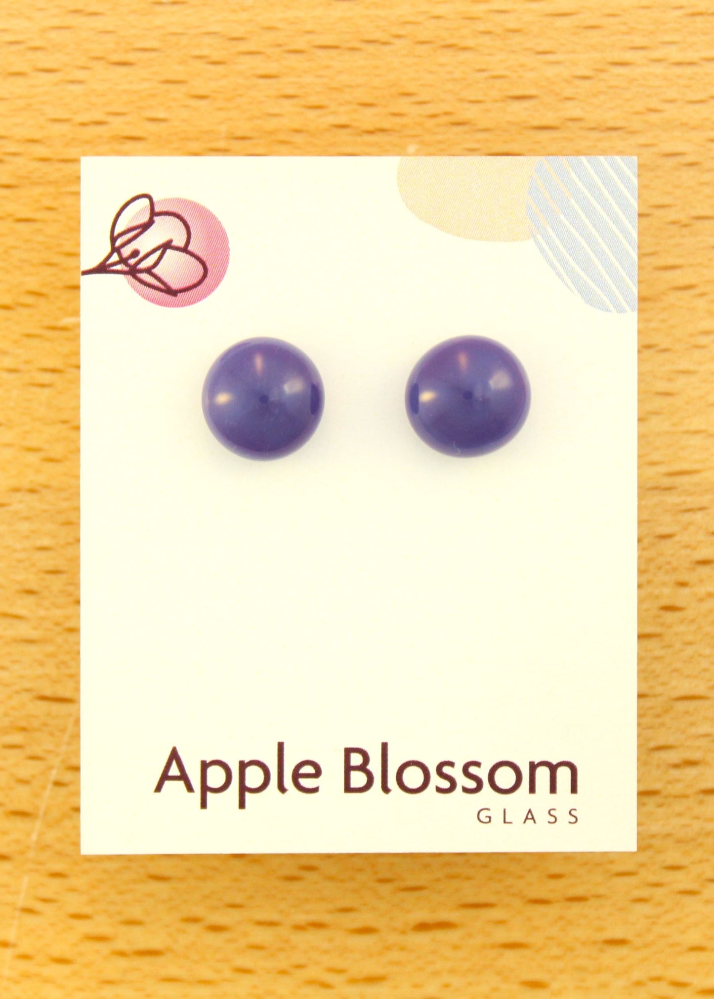 'Deep Violet' Purple Fused Glass Studs Earrings