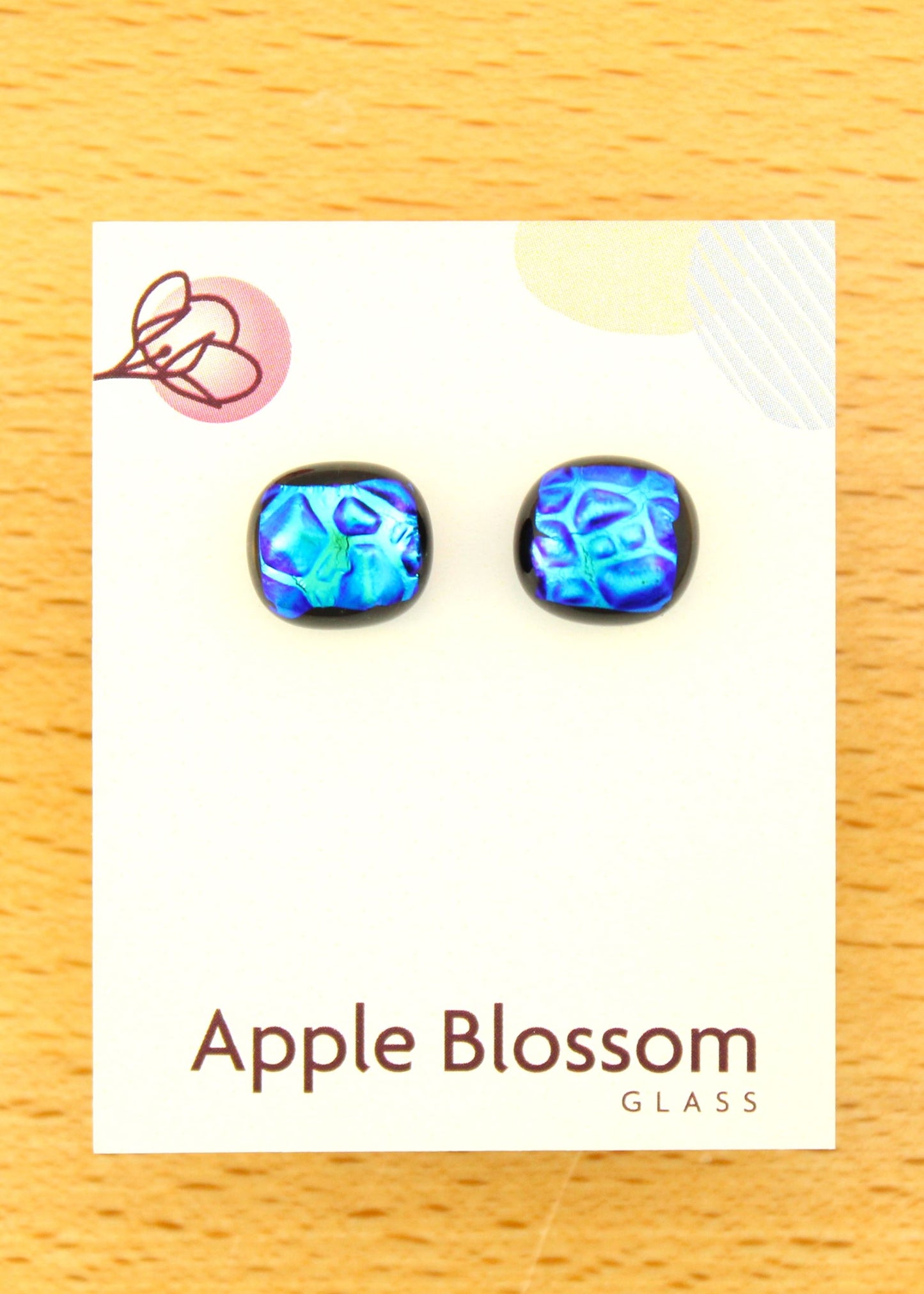'Dew Drop Blue' Fused Glass Studs