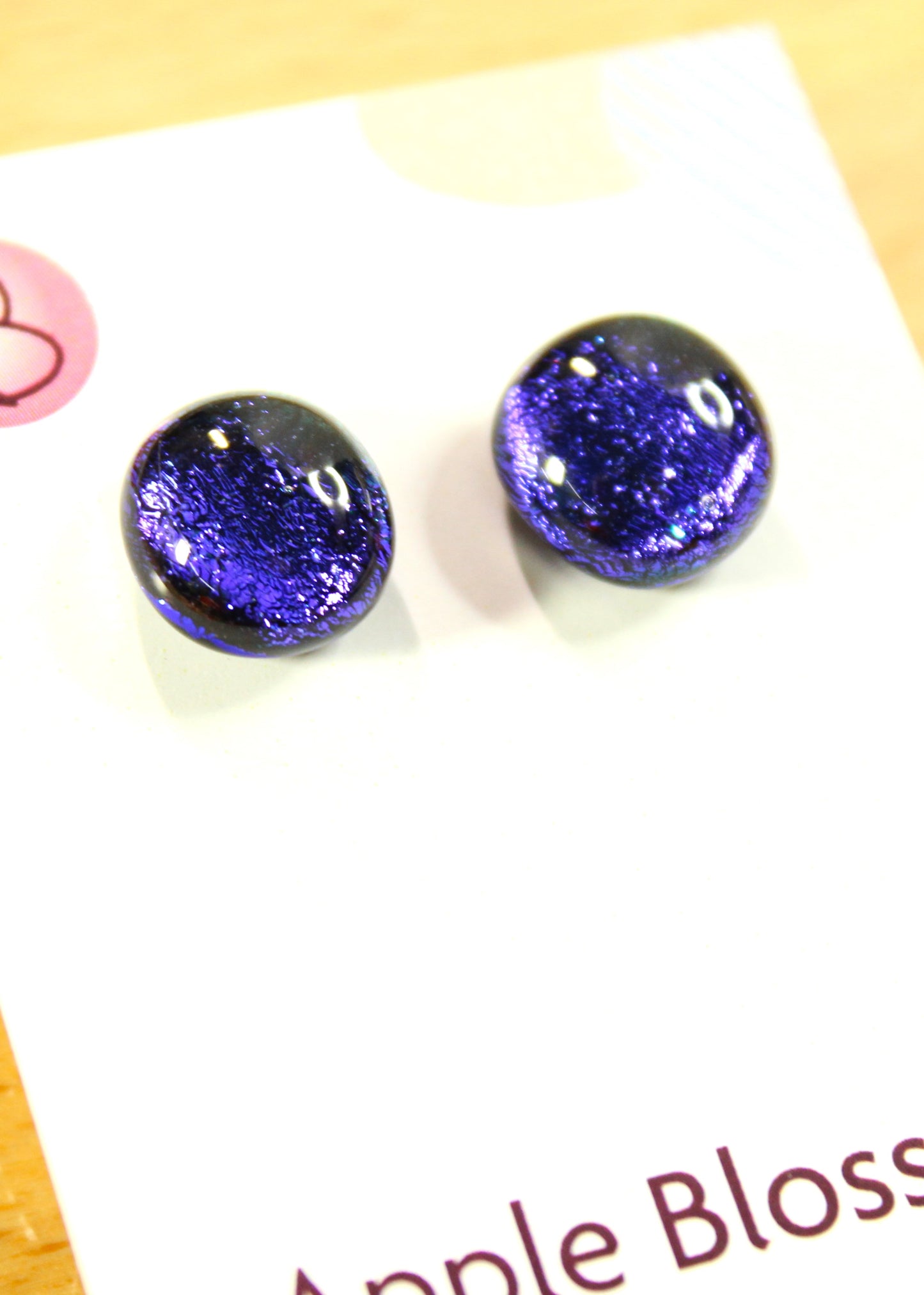 'Dichroic Blue' Fused Glass Studs