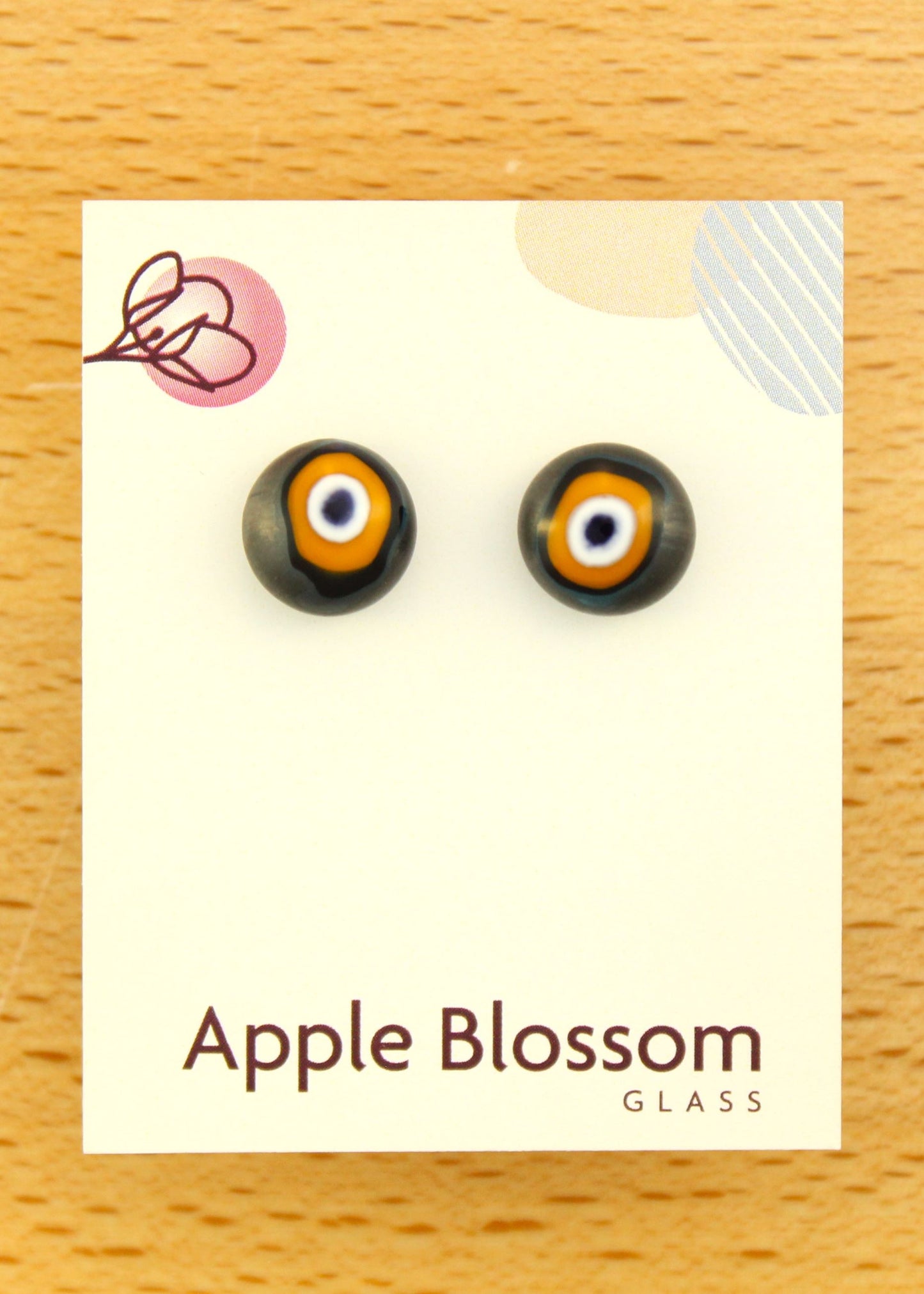 'Evil Eye' Fused Glass Earrings Studs