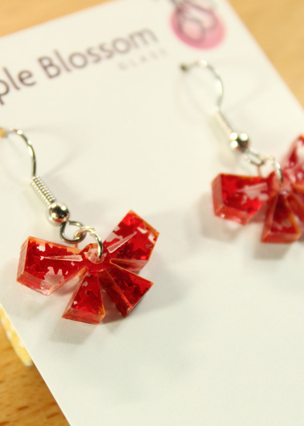 'Geometric Christmas Bows' Acrylic Earrings
