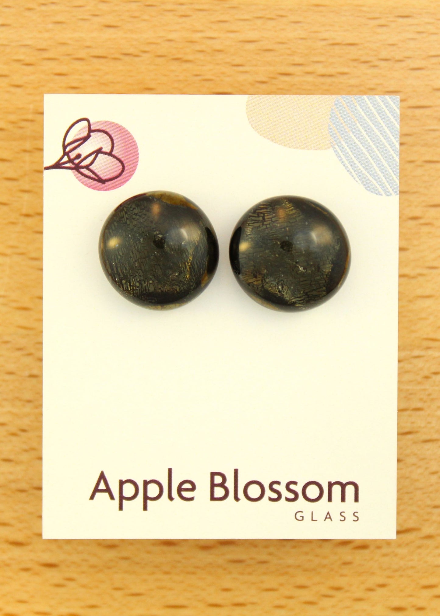 'Gleaming Dichroic Brown' Fused Glass Earrings Studs