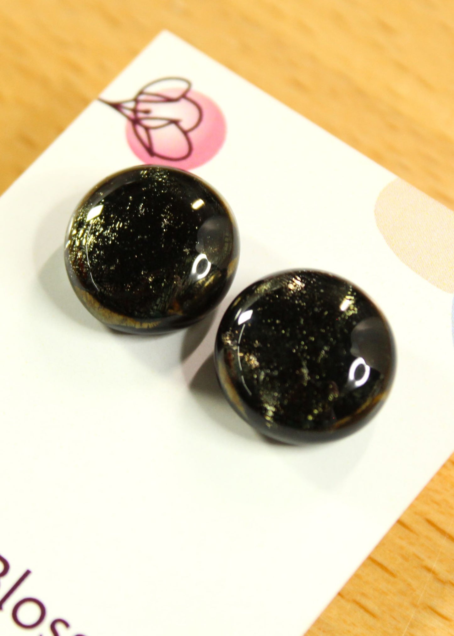 'Gleaming Dichroic Brown' Fused Glass Earrings Studs
