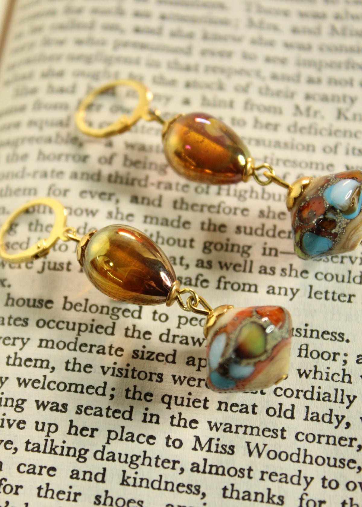 'Gold Rush' Handmade Glass Earrings