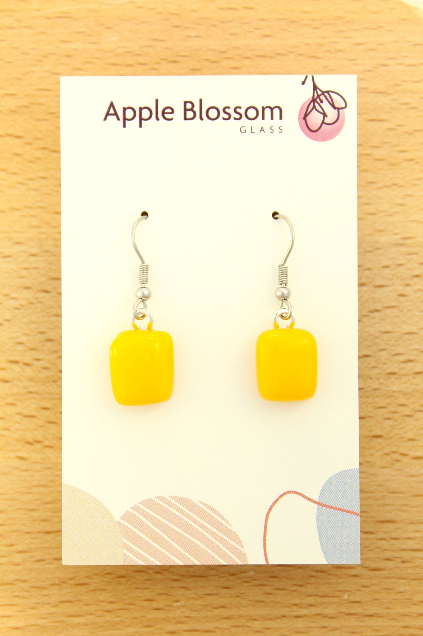 'Golden' Fused Glass Earrings Dangles