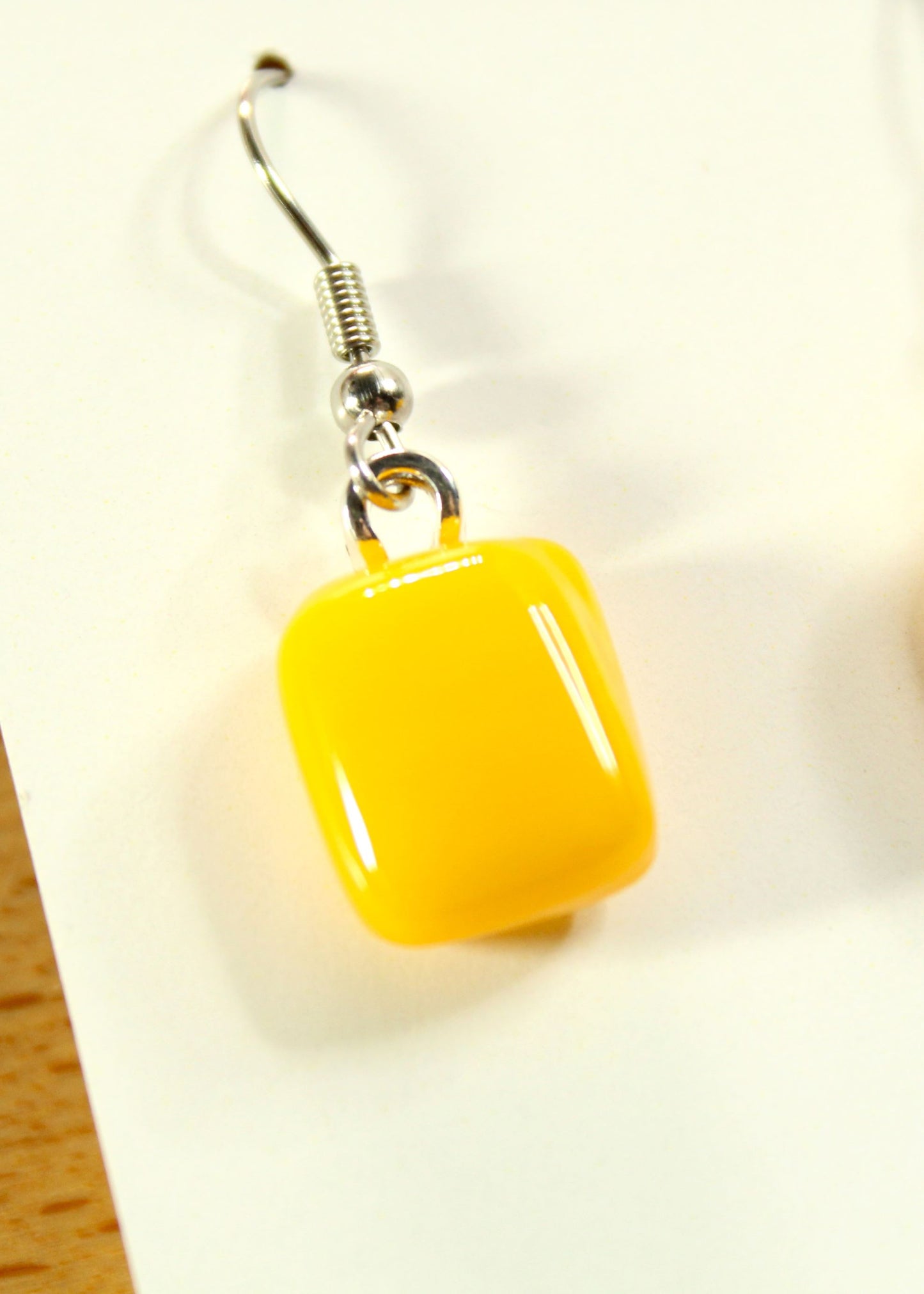 'Golden' Fused Glass Earrings Dangles