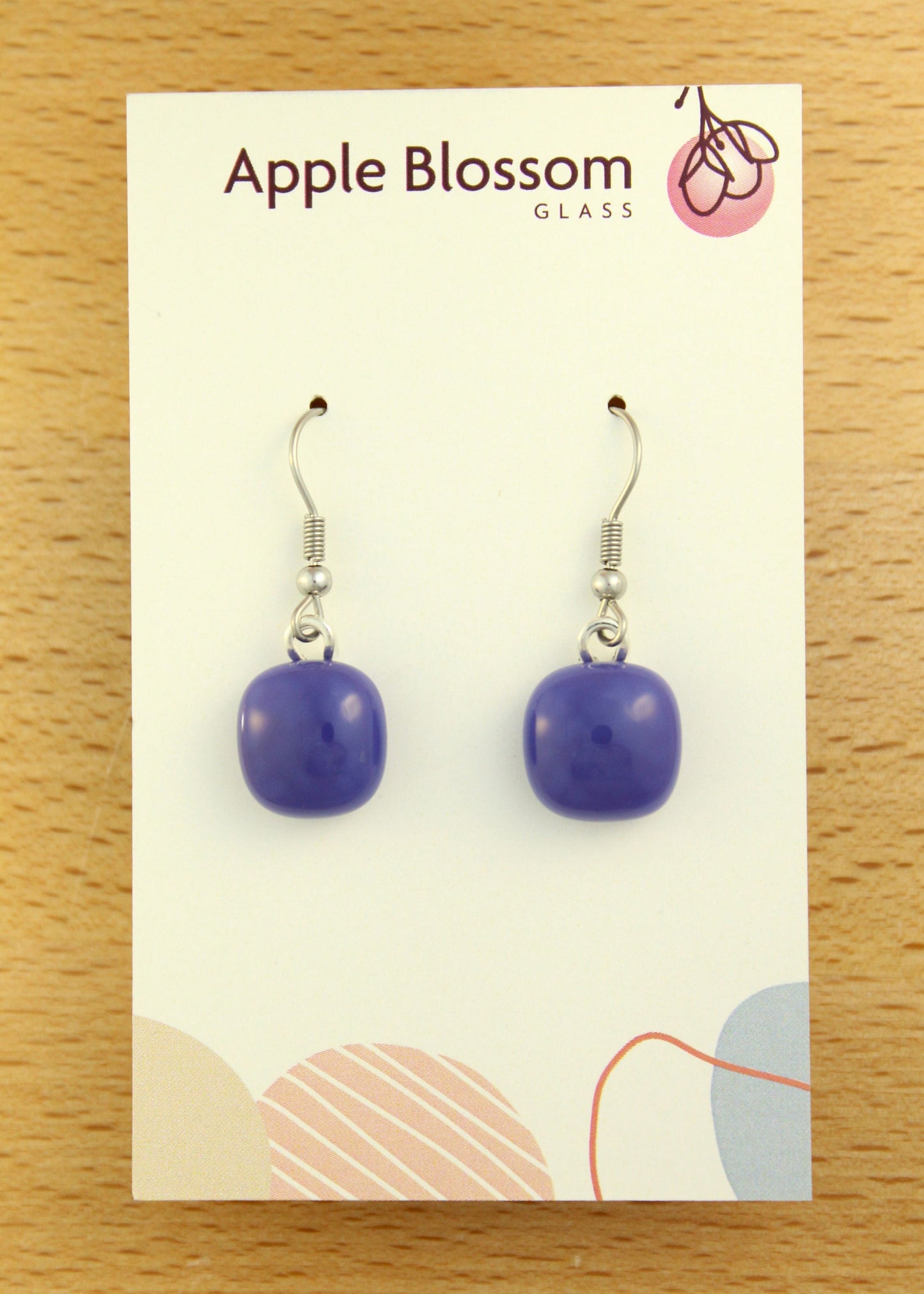 'Indigo' Purple Fused Glass Earrings Dangles