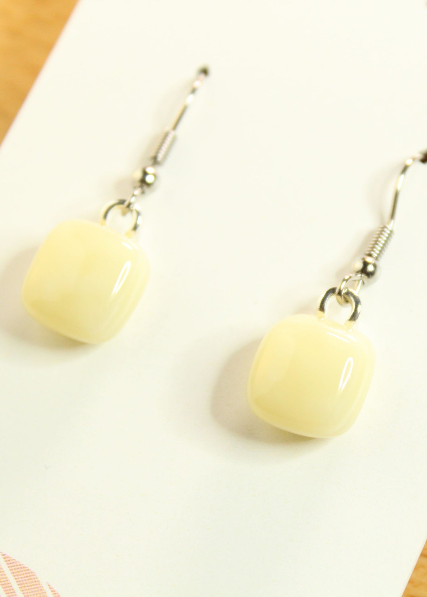 'Ivory' Fused Glass Earrings Dangles