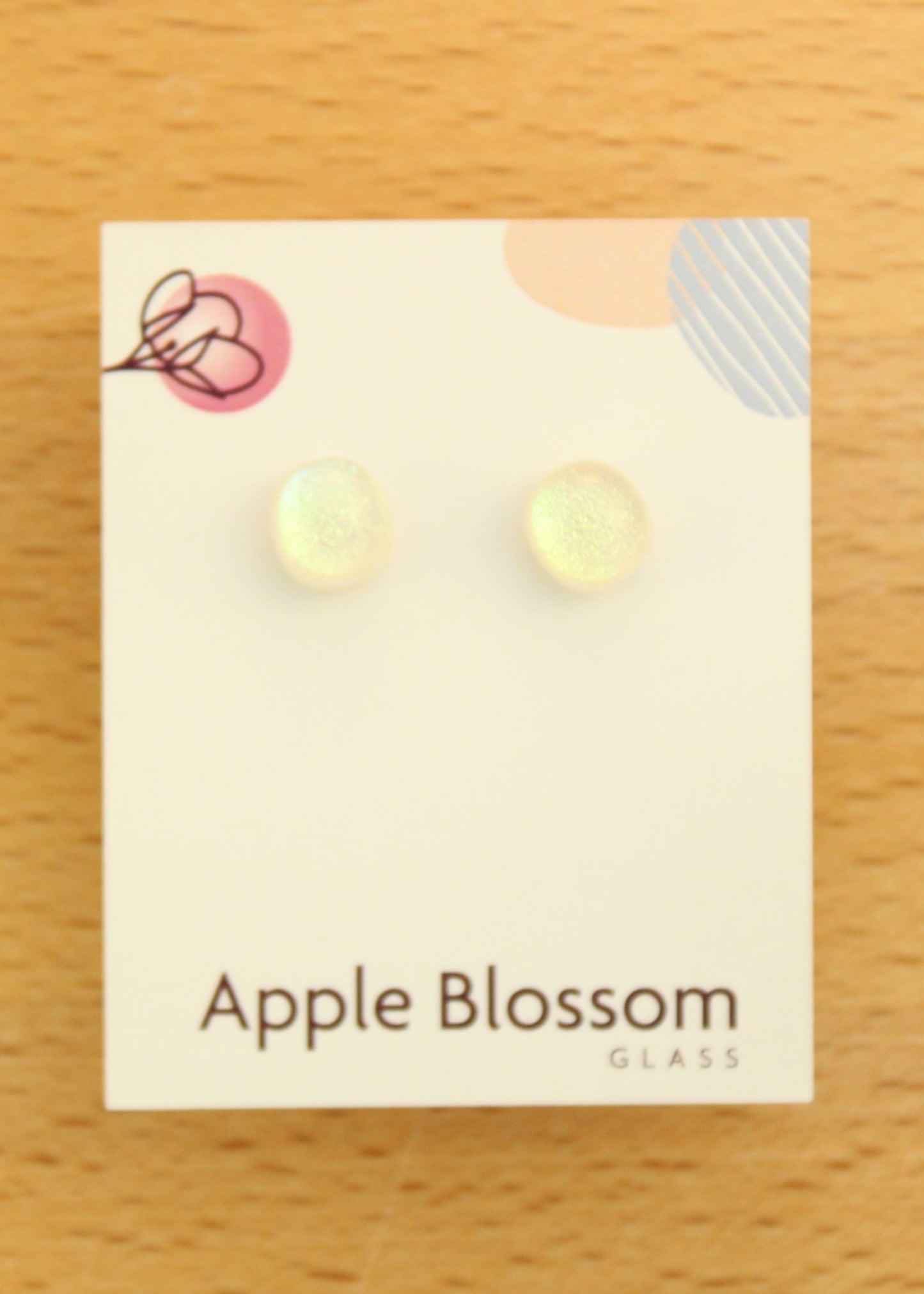 'Ivory Shimmer' Fused Glass Mini Studs Earrings