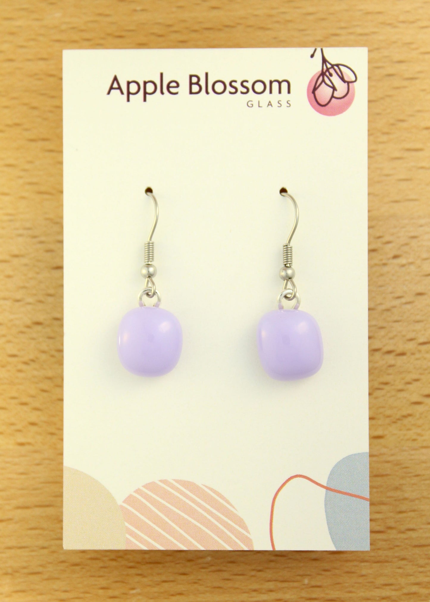 'Light Lavender' Fused Glass Earrings Dangles