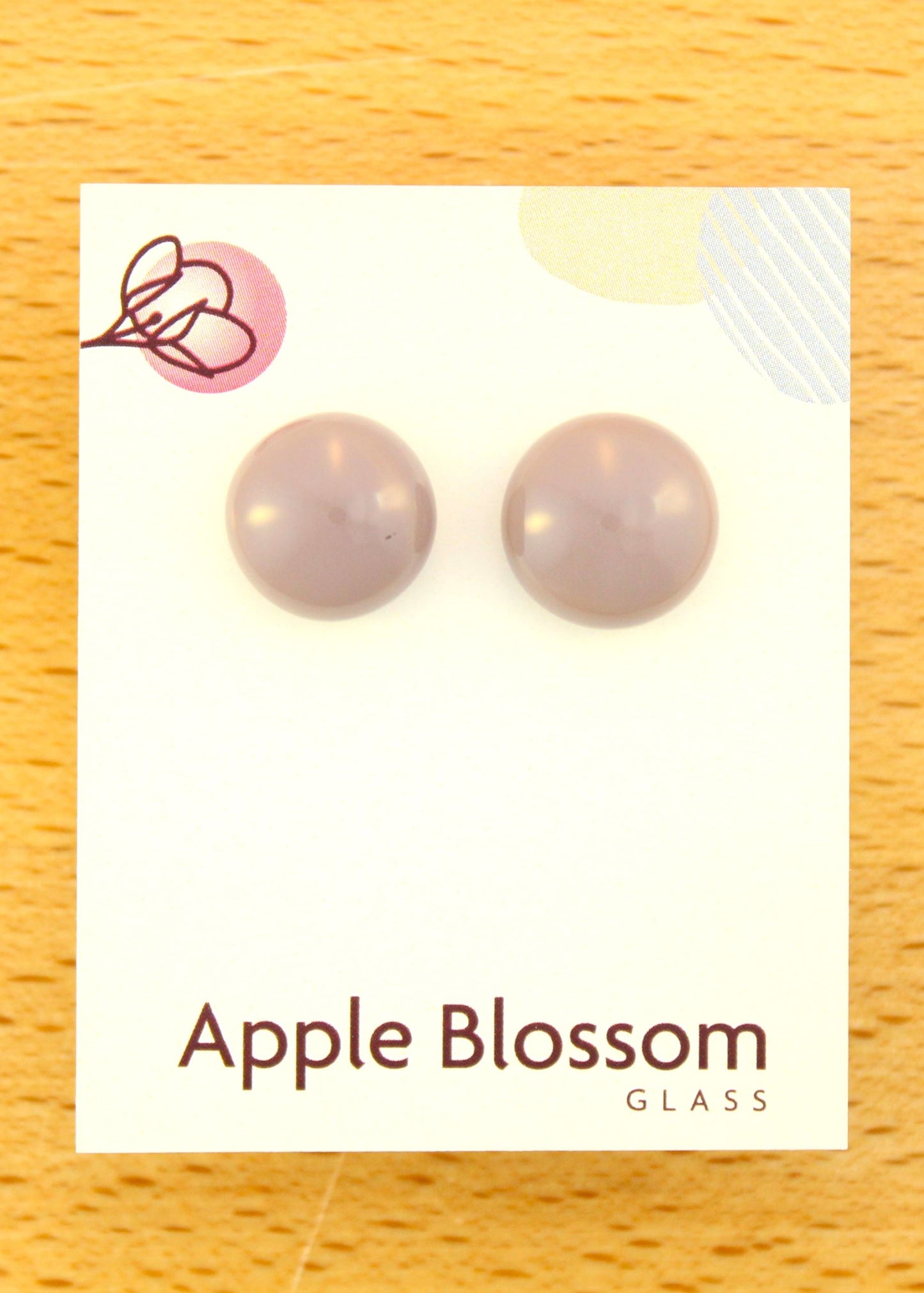 'Lilac' Purple Fused Glass Studs Earrings