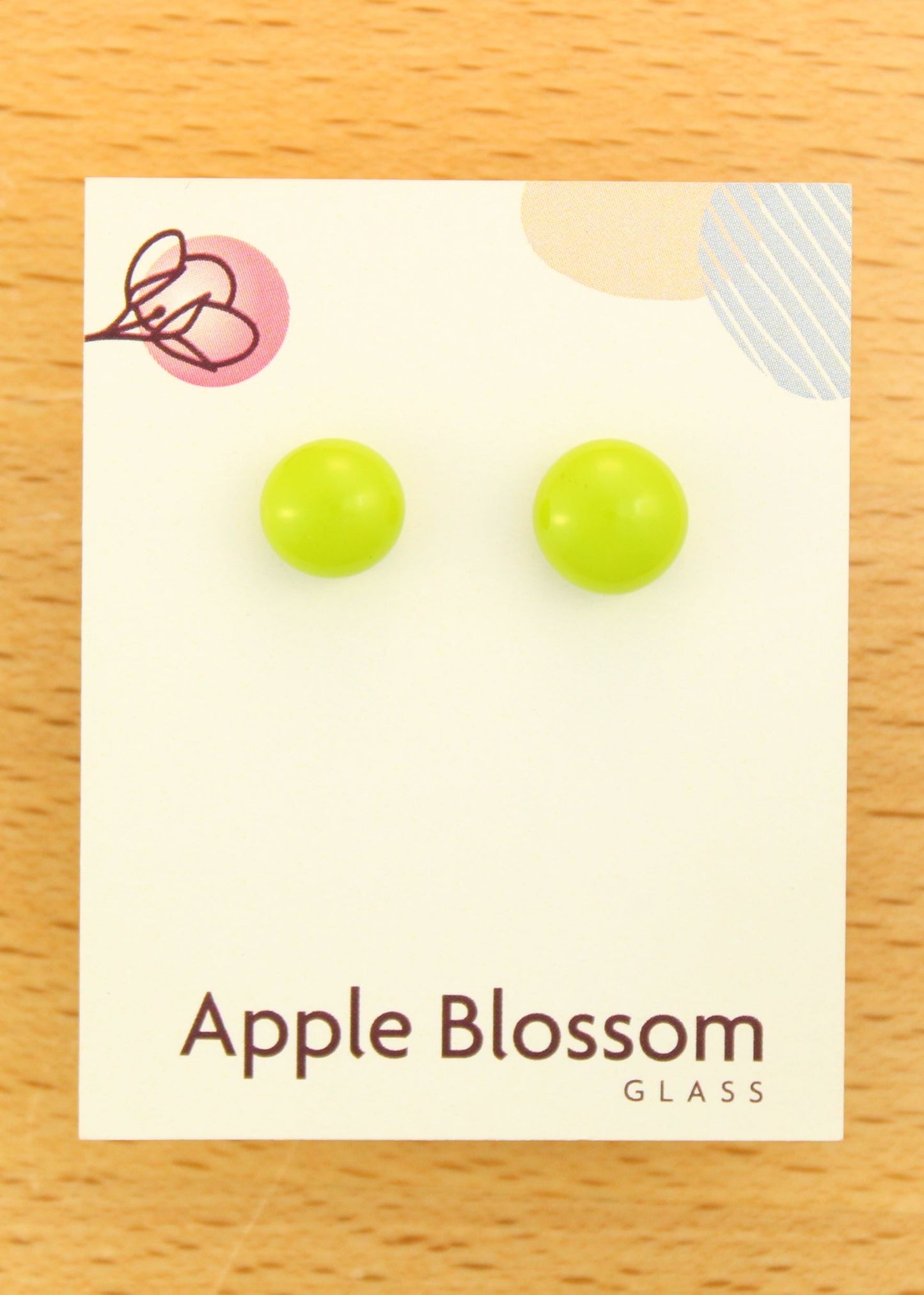 'Lime Green' Fused Glass Mini Studs Earrings