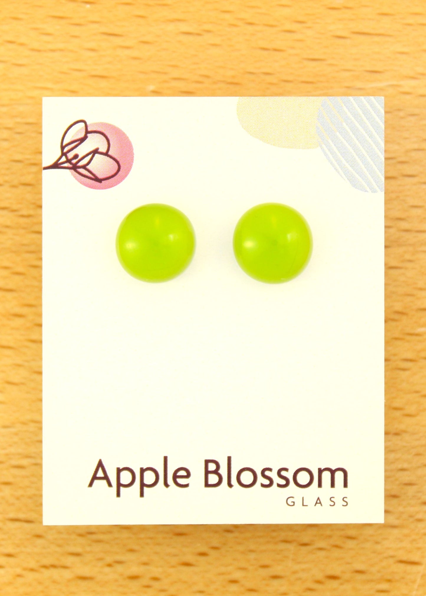 'Yellow Green' Fused Glass Studs