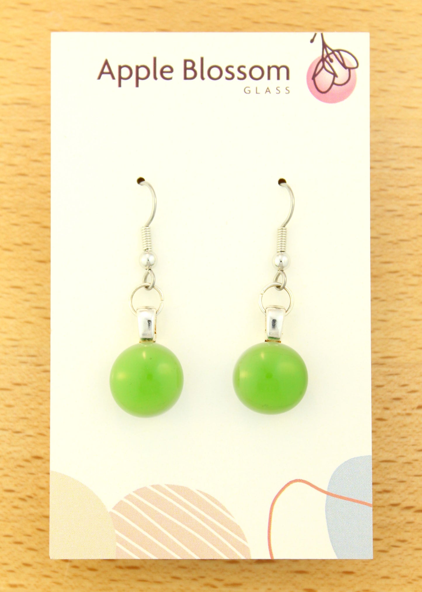 'Middle Green' Fused Glass Earrings Dangles