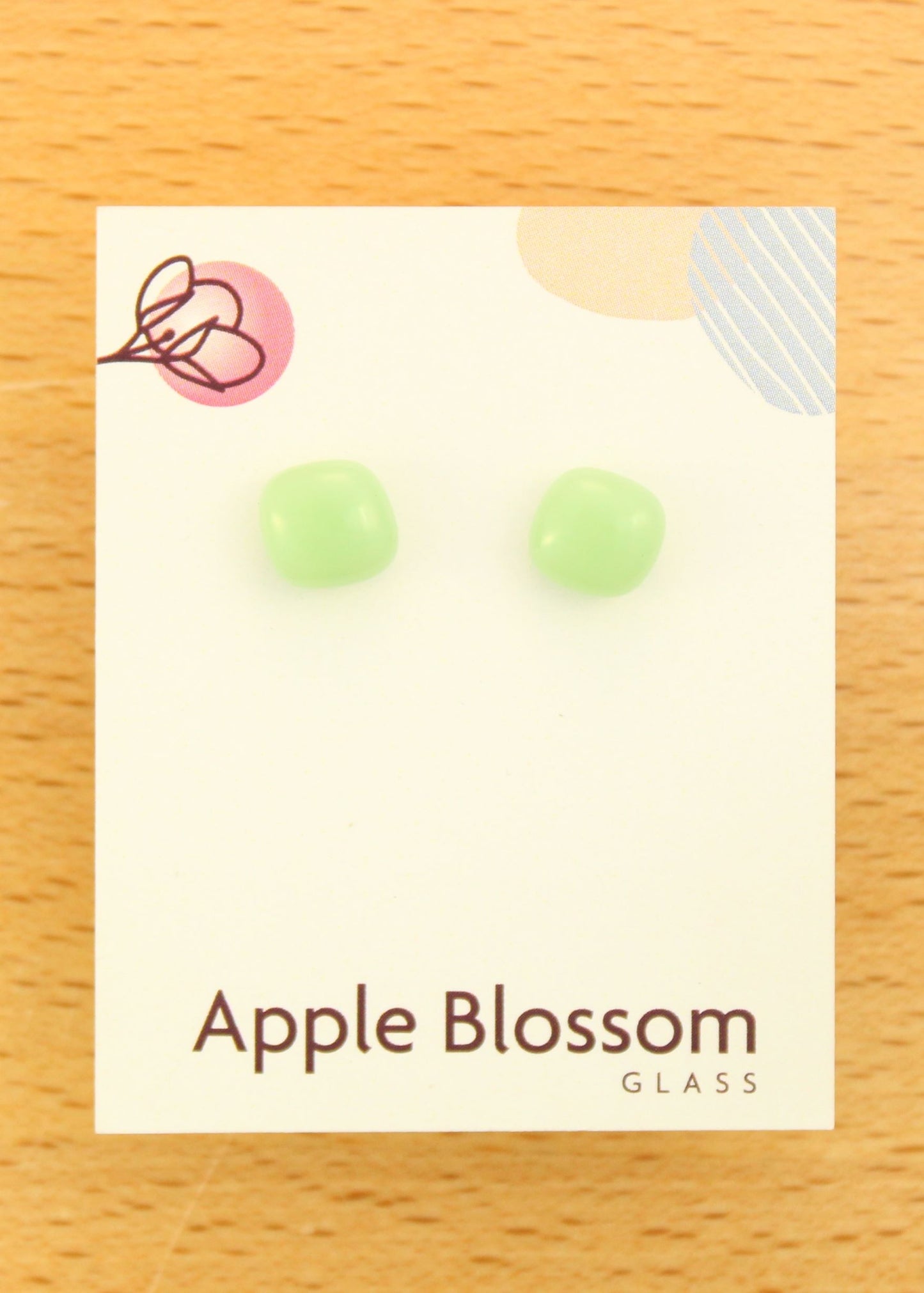 'Mint Green' Fused Glass Mini Studs Earrings
