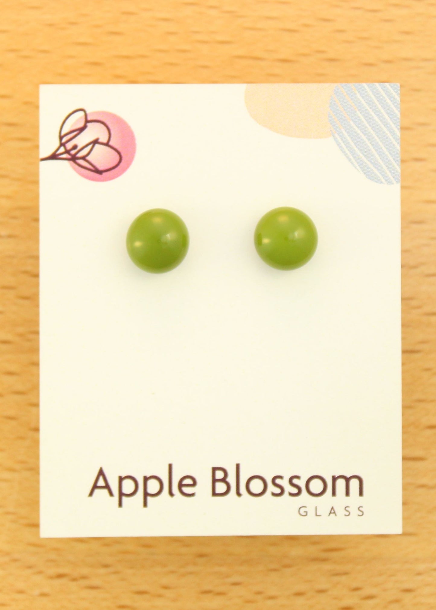 'Moss Green' Fused Glass Mini Studs Earrings