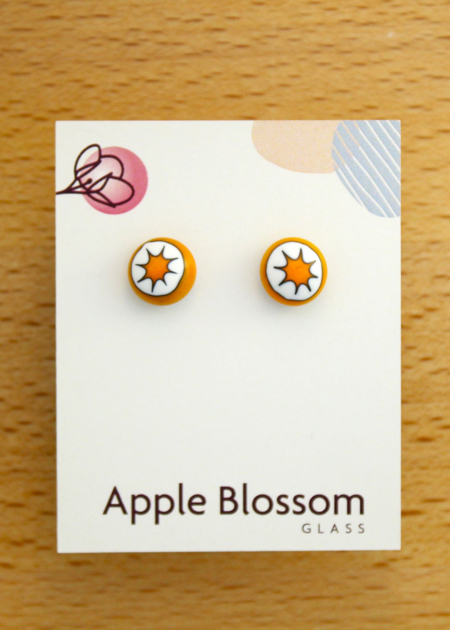 'Murrine Madness' Fused Glass Studs Pumpkin
