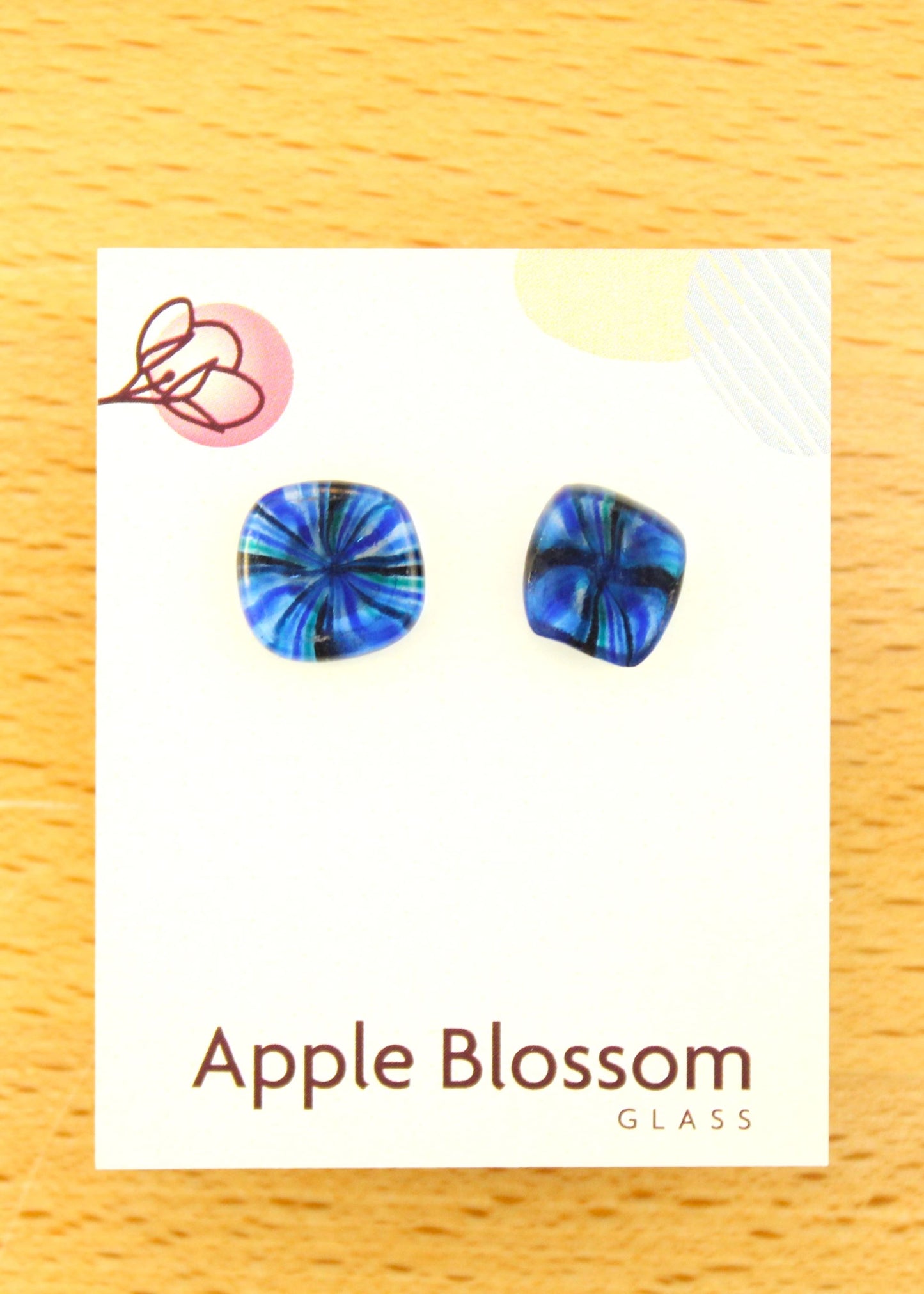 'Blue Murrine Smash' Fused Glass Studs