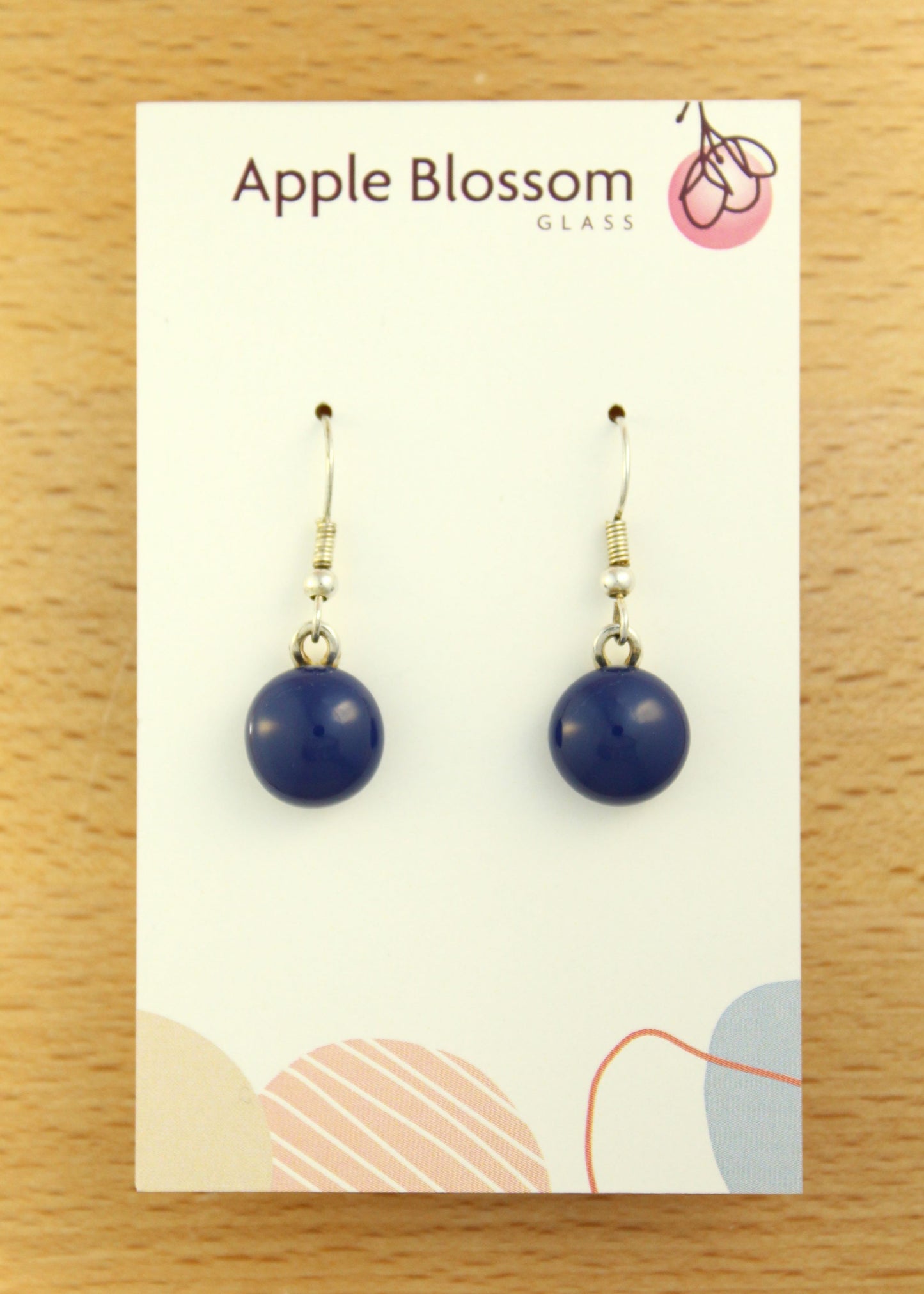 'Navy Blue' Fused Glass Earrings Dangles